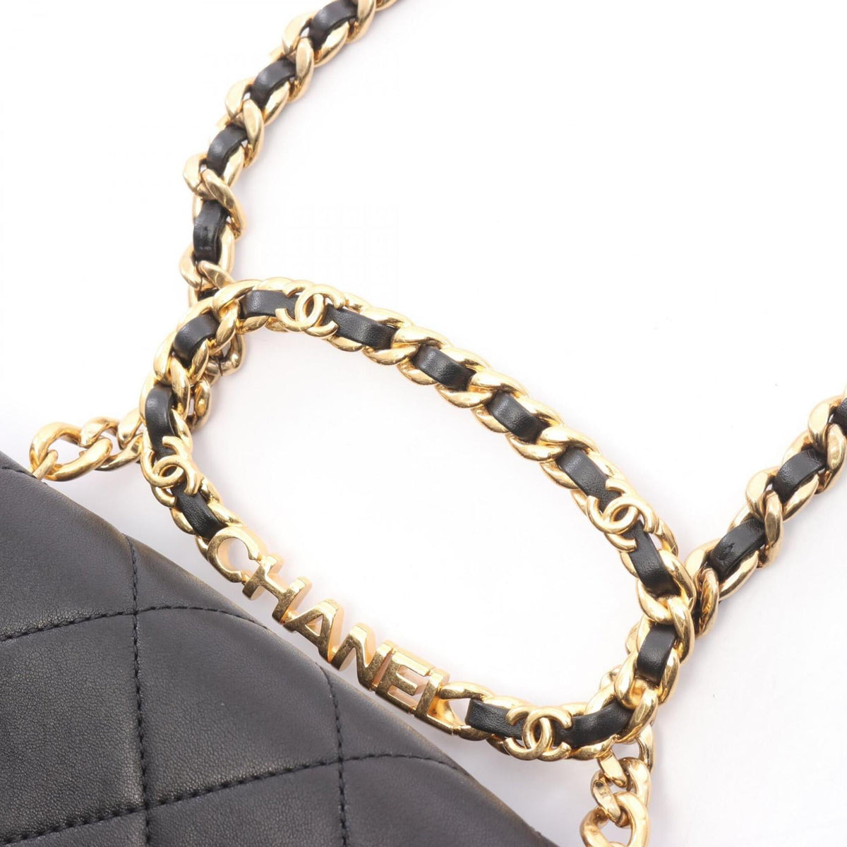 Chanel Black Leather Handbag Shoulder Bag (Pre-Owned)