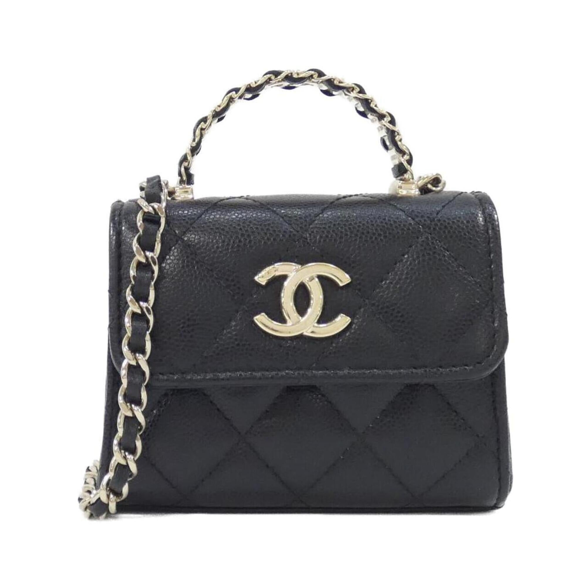 Chanel Black Grained Calfskin Handbag Shoulder Bag (Pre-Owned)