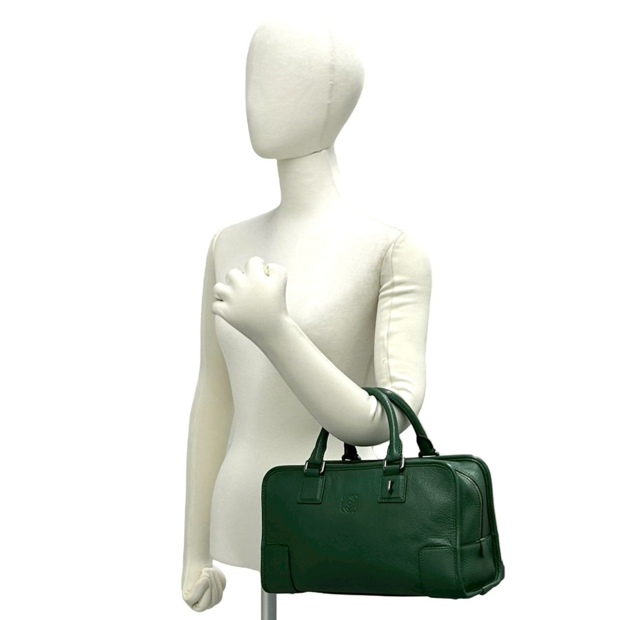 Loewe Green Leather Boston Bag Handbag (Pre-Owned)