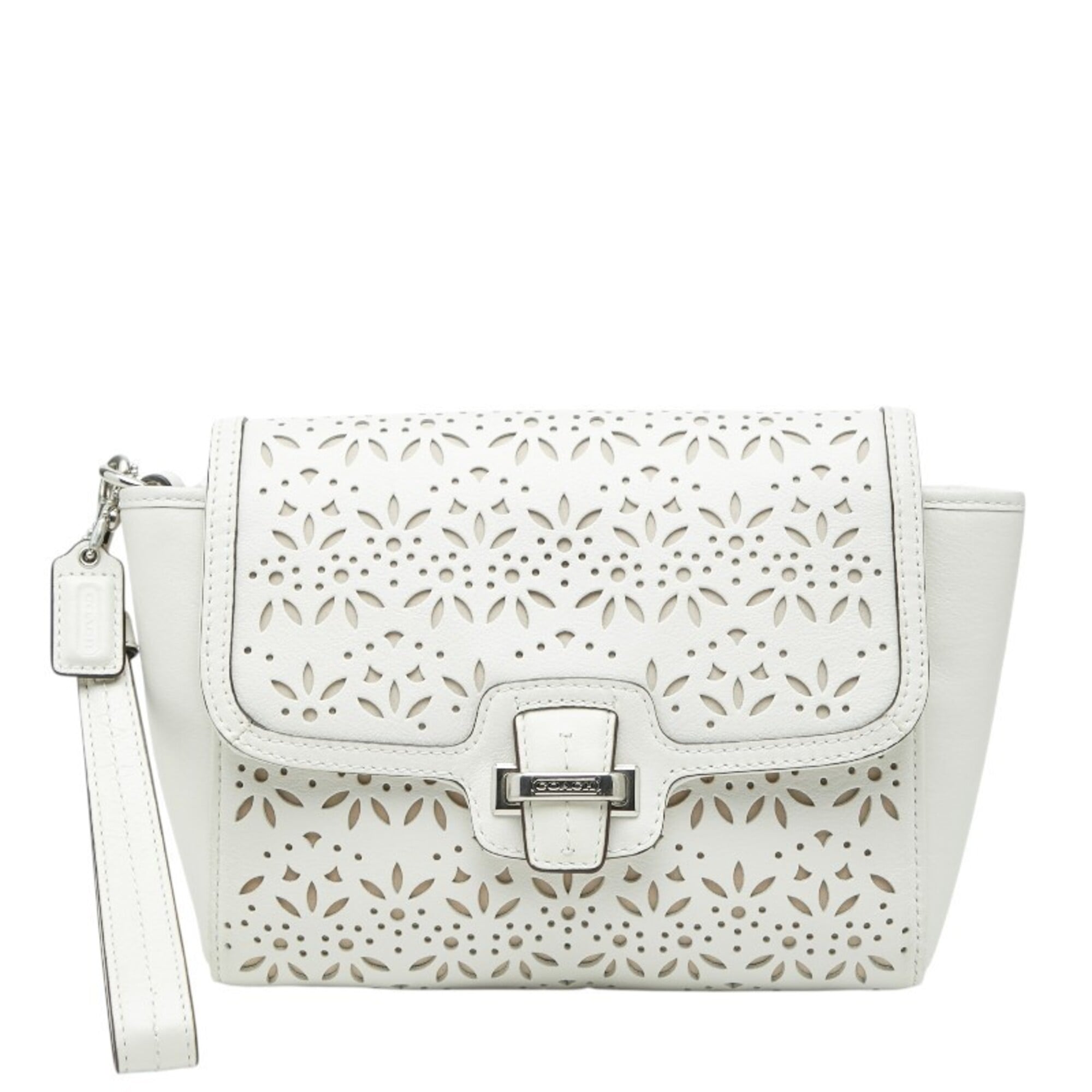 Coach White Leather Clutch Bag (Pre-Owned)