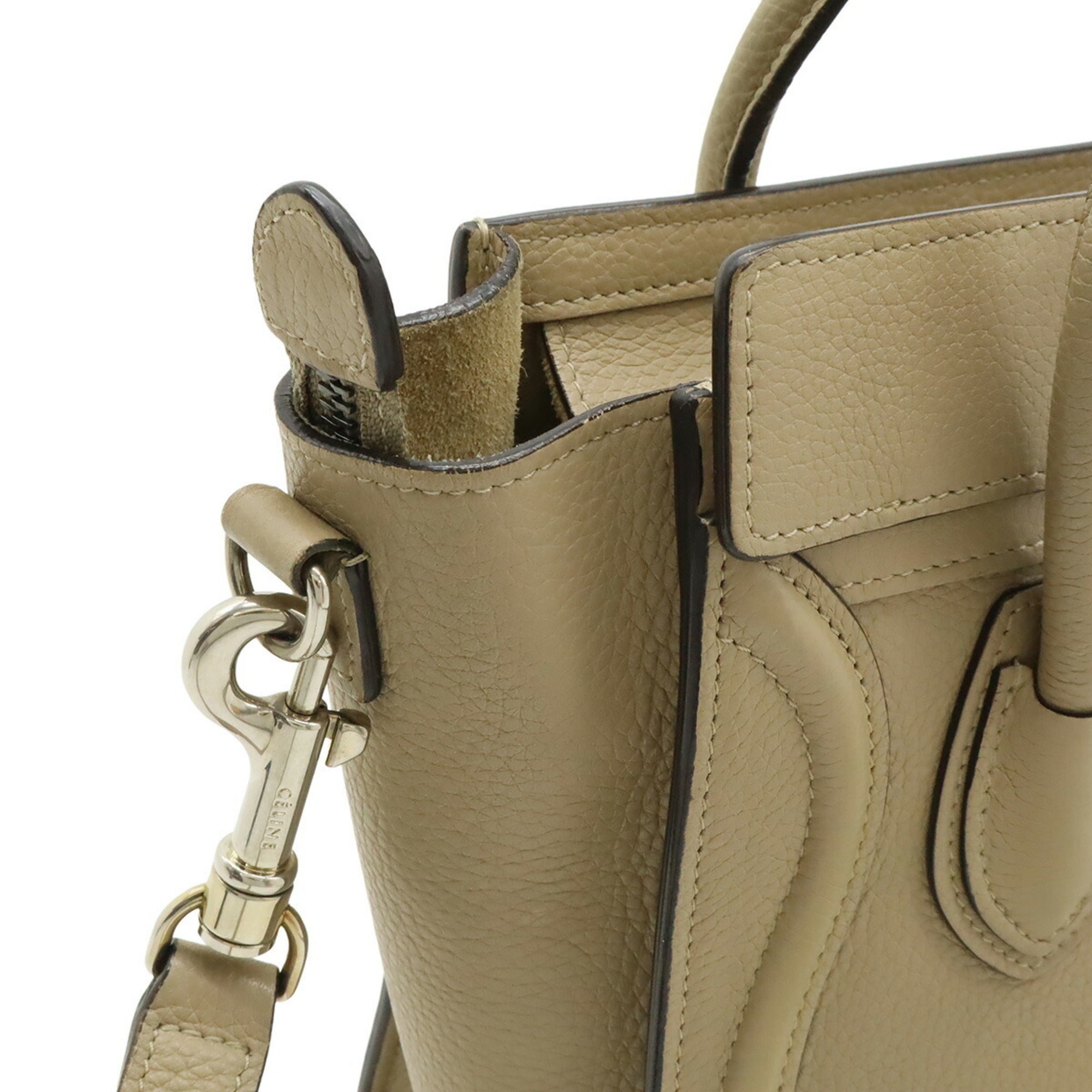 Celine Beige Leather Handbag Shoulder Bag (Pre-Owned)