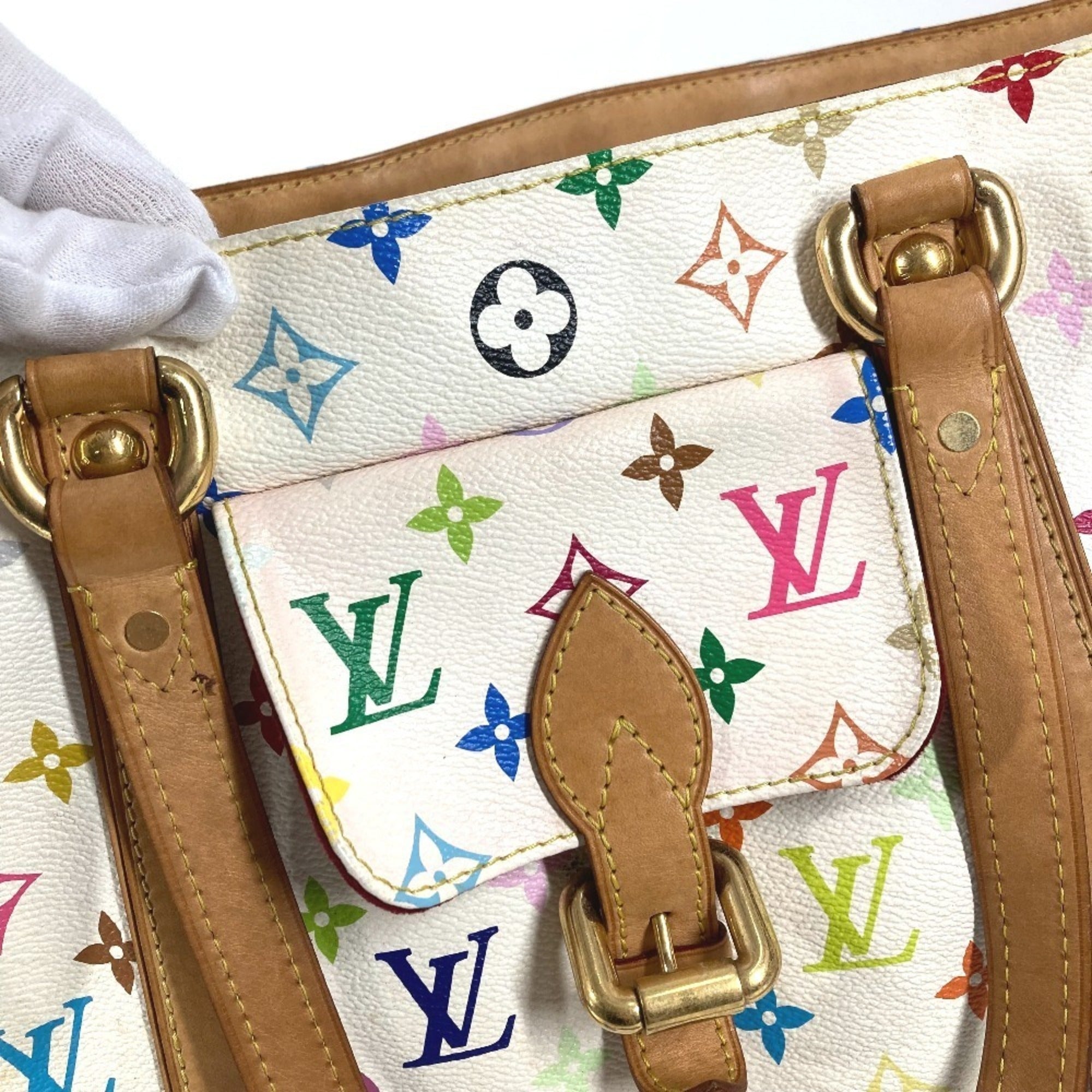 Louis Vuitton Blanc White Monogram Multicolore Shoulder Bag Tote Bag (Pre-Owned)