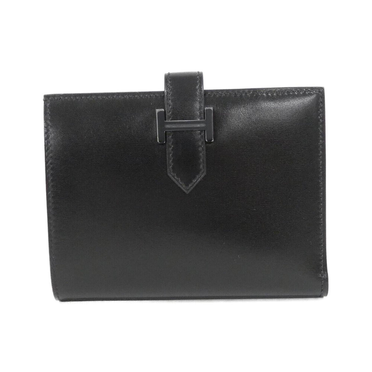 Hermes Black Box Calf Leather Wallet (Bi-Fold) (Pre-Owned)