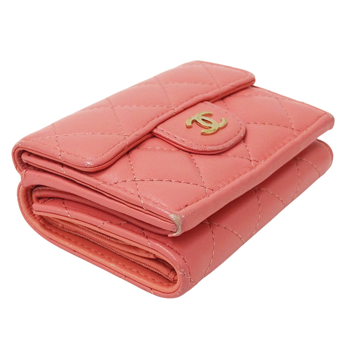 Chanel Pink Leather Wallet (Tri-Fold) (Pre-Owned)
