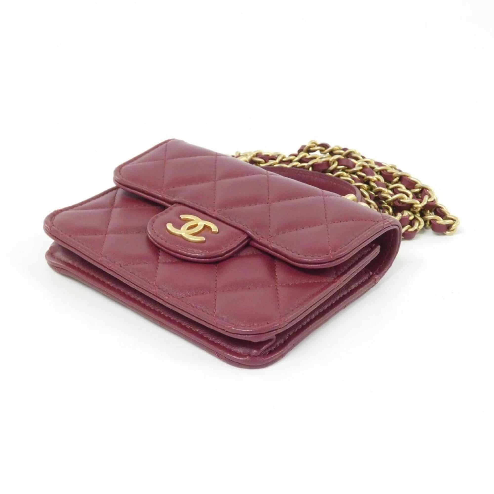 Chanel Bordeaux Leather Handbag Shoulder Bag (Pre-Owned)