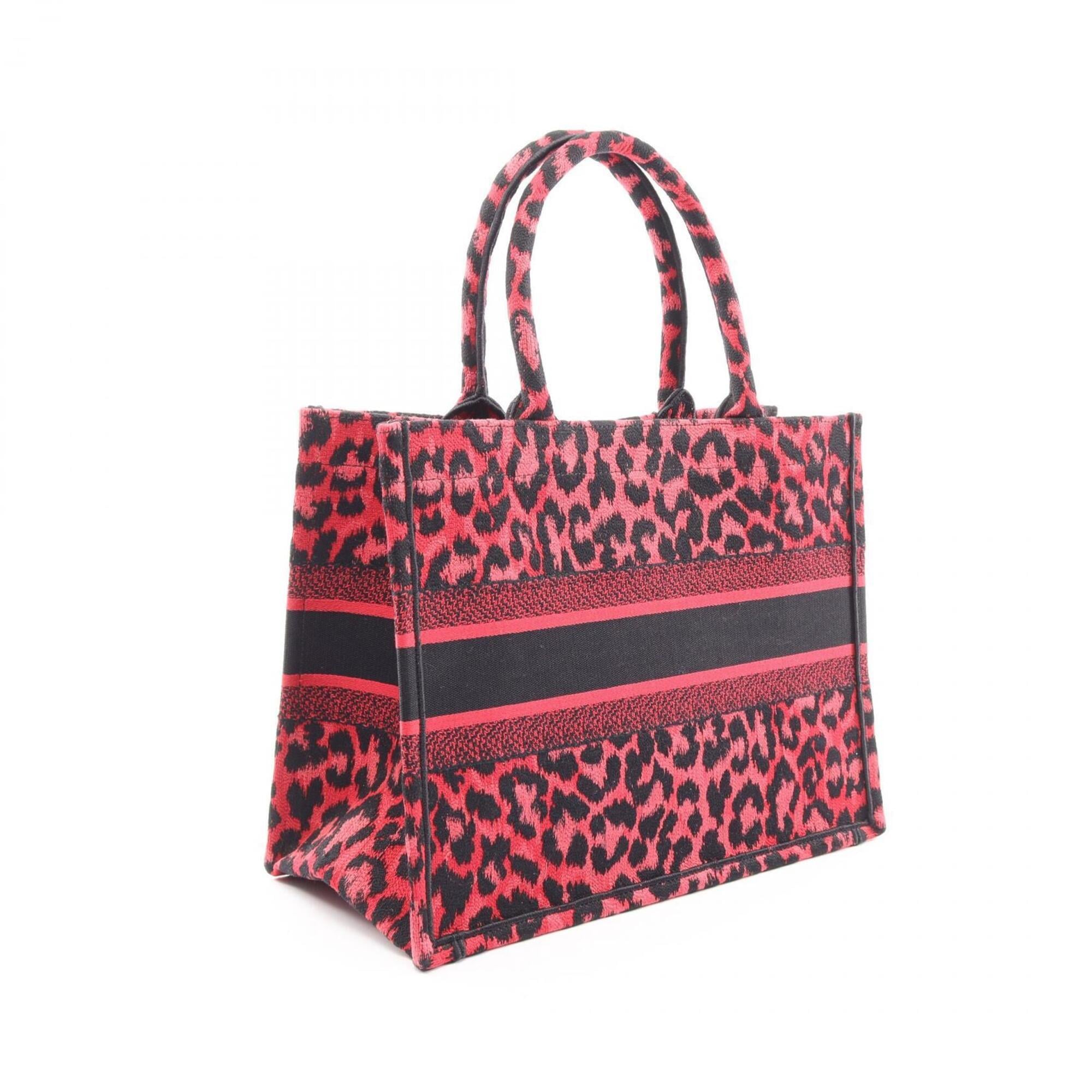 Christian Dior Black Red Color Canvas Handbag Tote Bag (Pre-Owned)