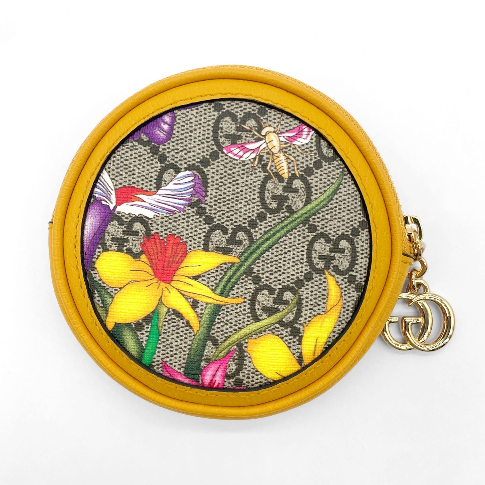Gucci Yellow Coated Canvas Leather Coin Purse/Coin Case (Pre-Owned)