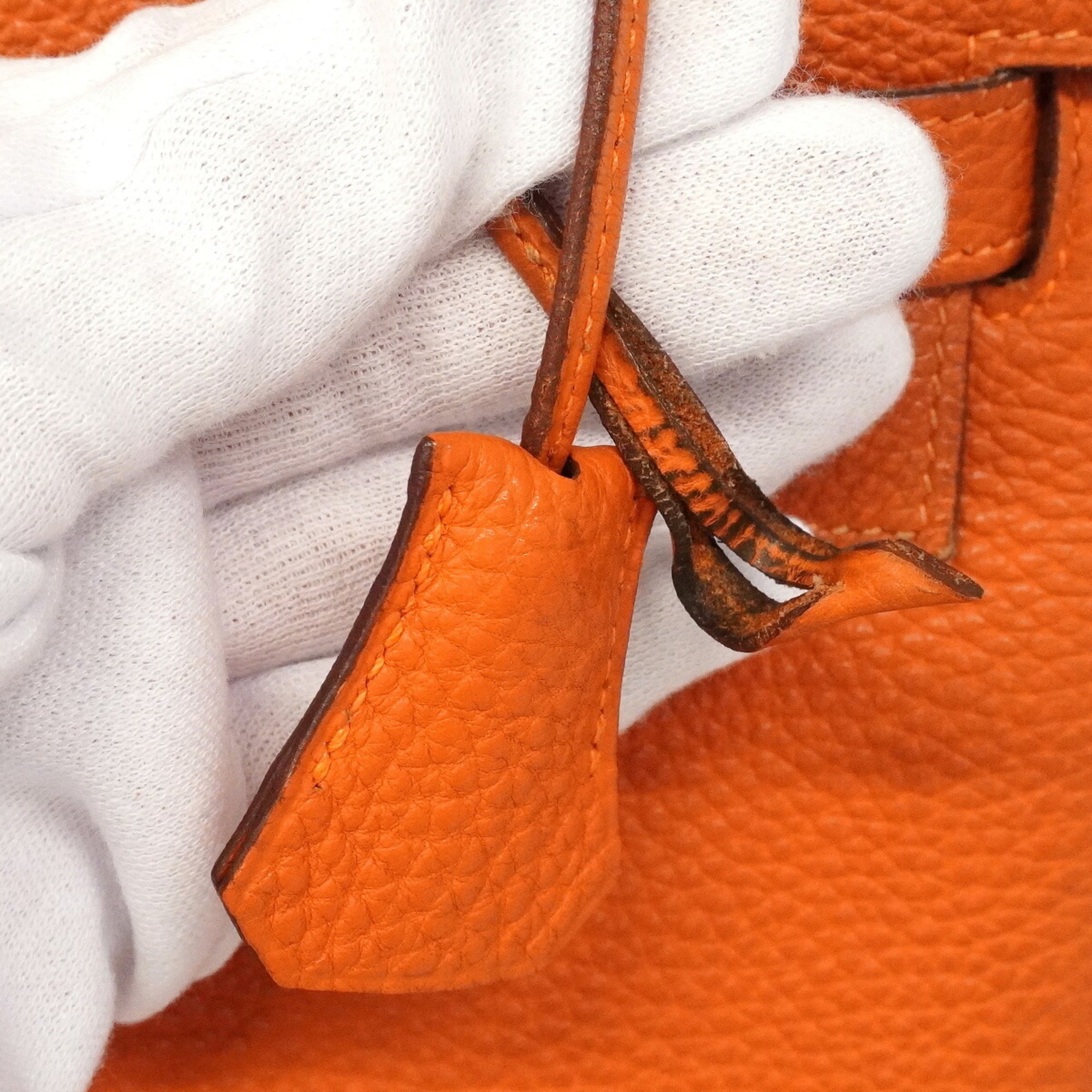 Hermes Orange Togo Leather Handbag (Pre-Owned)