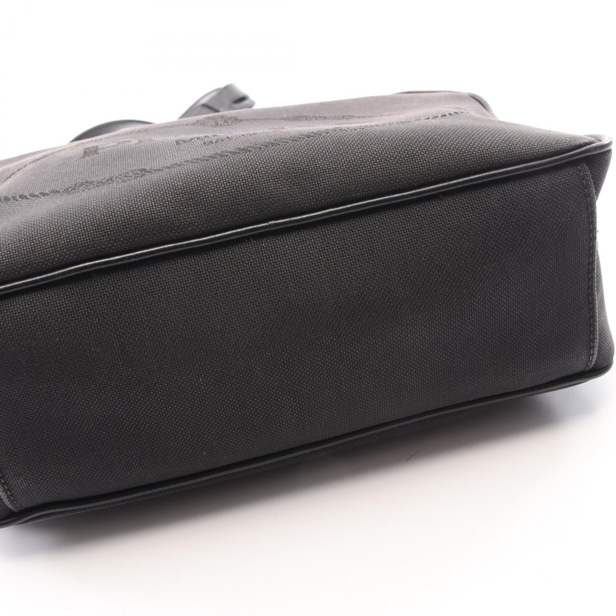 Prada Black Canvas Leather Handbag Shoulder Bag (Pre-Owned)