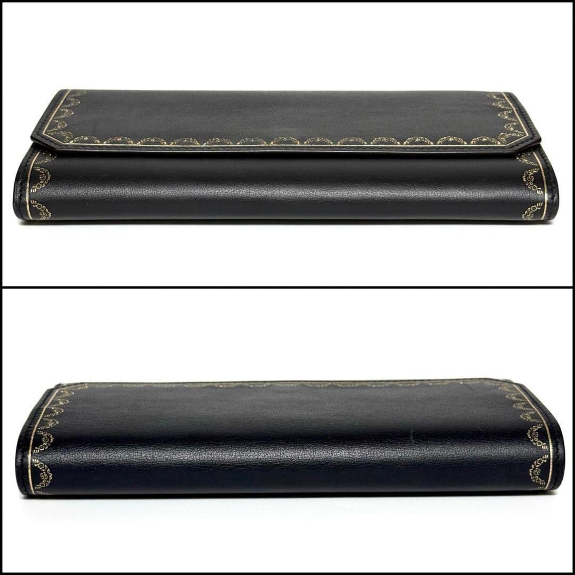 Cartier Black Leather Long Wallet (Bi-Fold) (Pre-Owned)