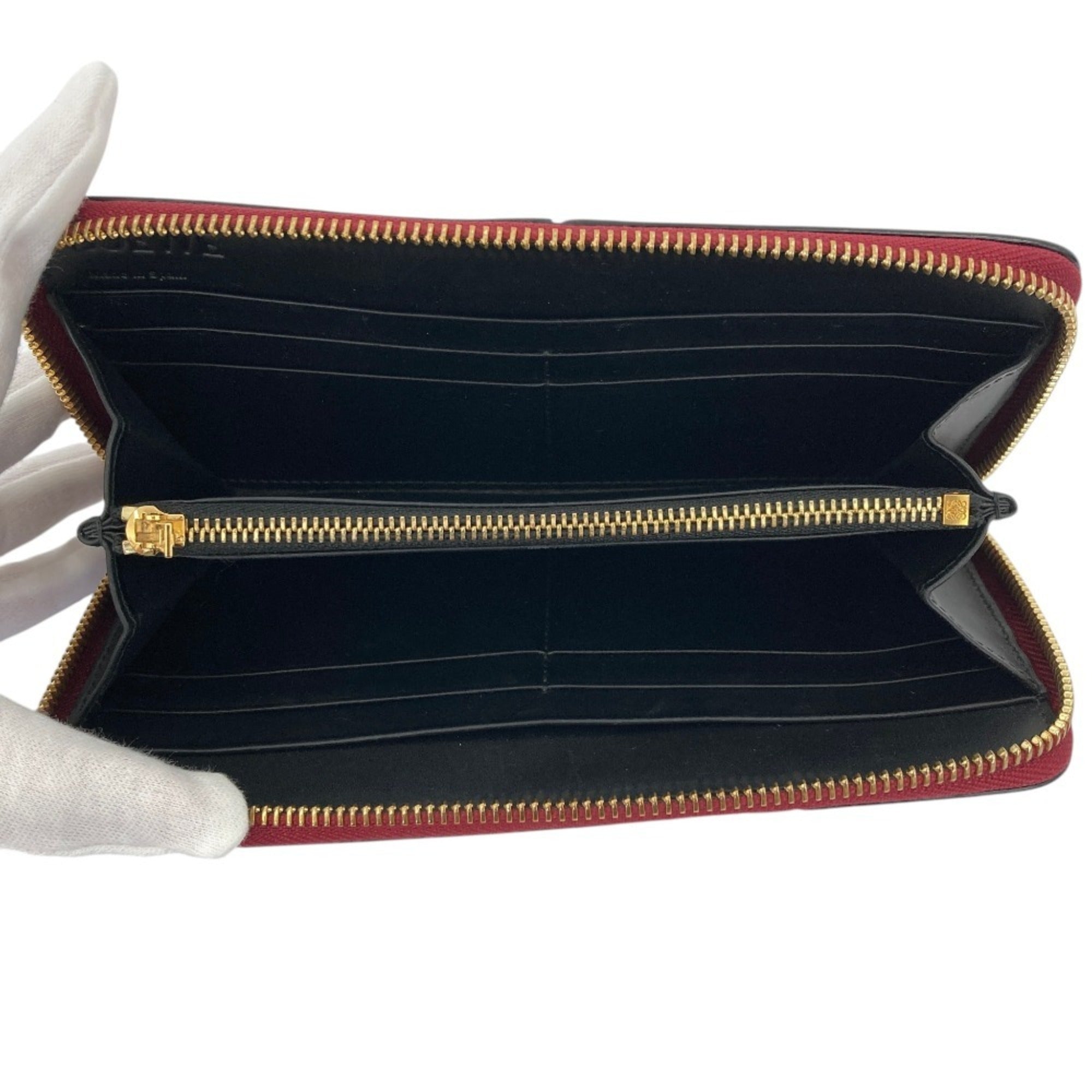 Loewe Brown Orange Red Color Leather Long Wallet (Bi-Fold) (Pre-Owned)