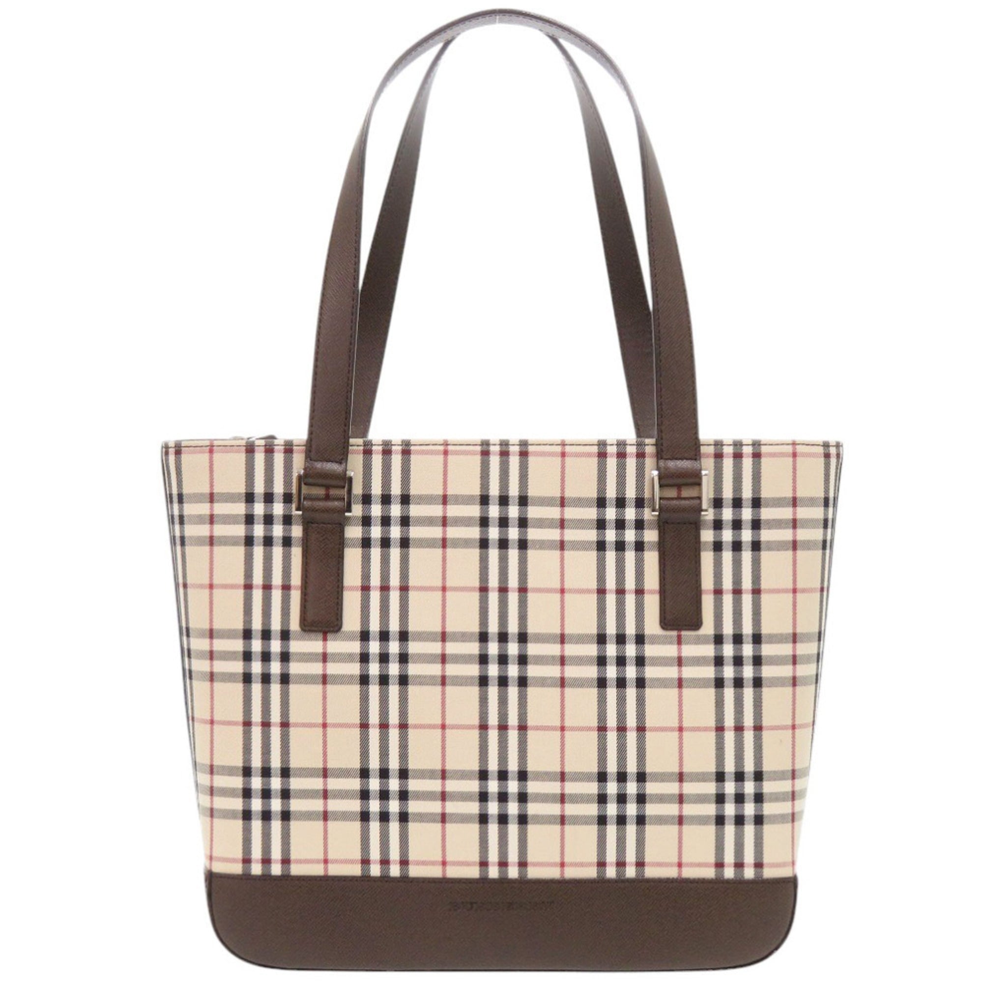 Burberry Beige Brown Canvas Handbag (Pre-Owned)