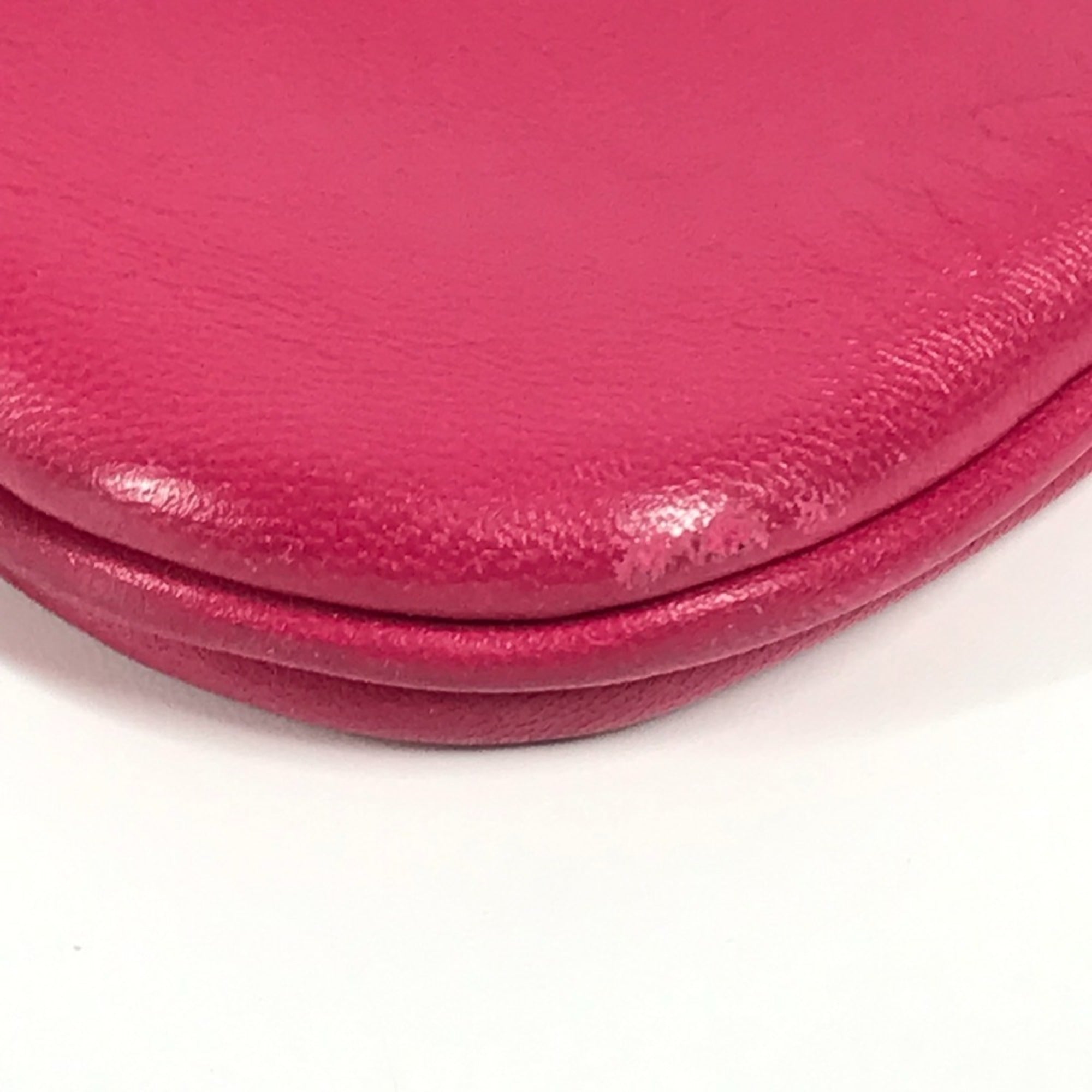 Hermes Pink Red Color Leather Pochette Shoulder Bag (Pre-Owned)
