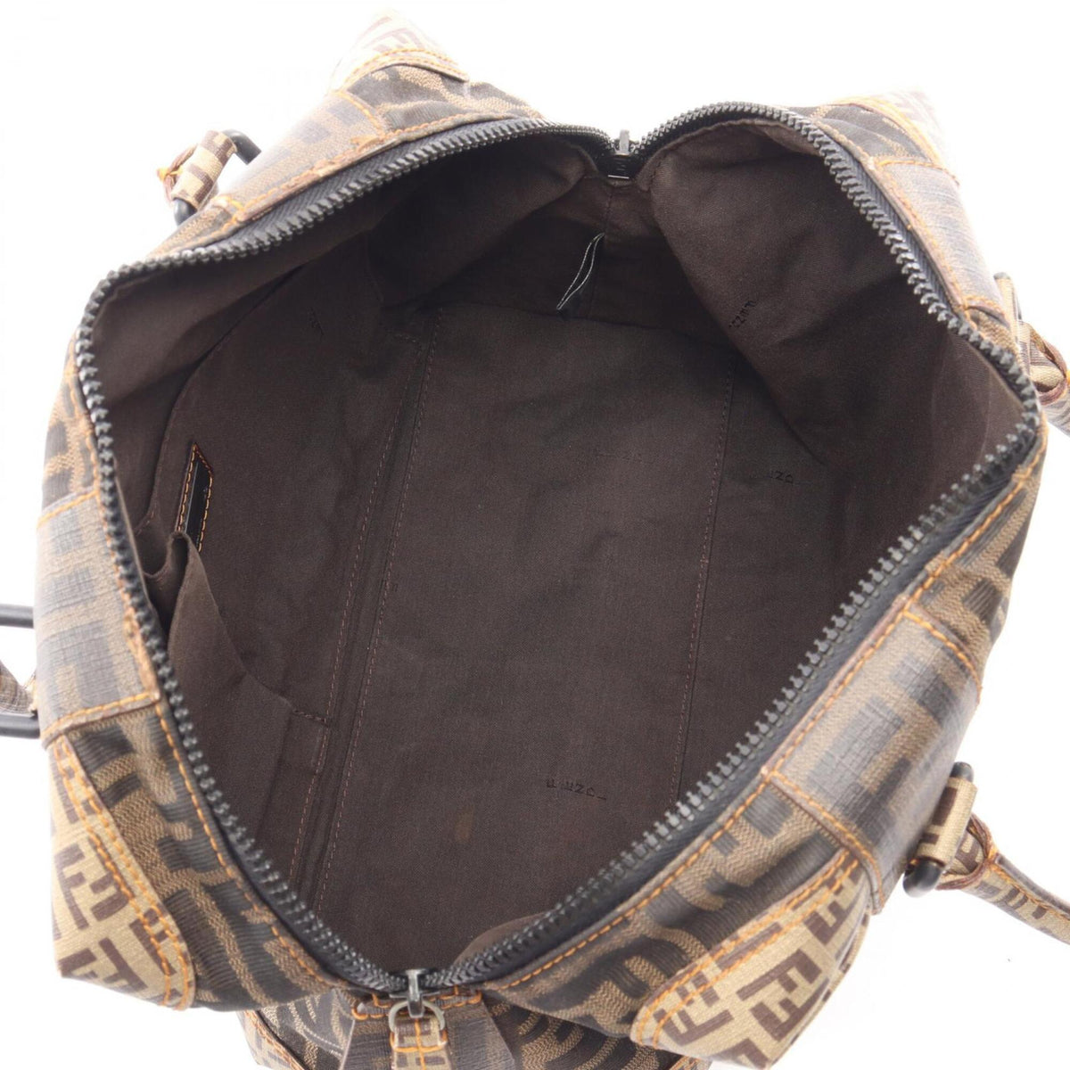 Fendi Beige Black Brown Coated Canvas Handbag (Pre-Owned)