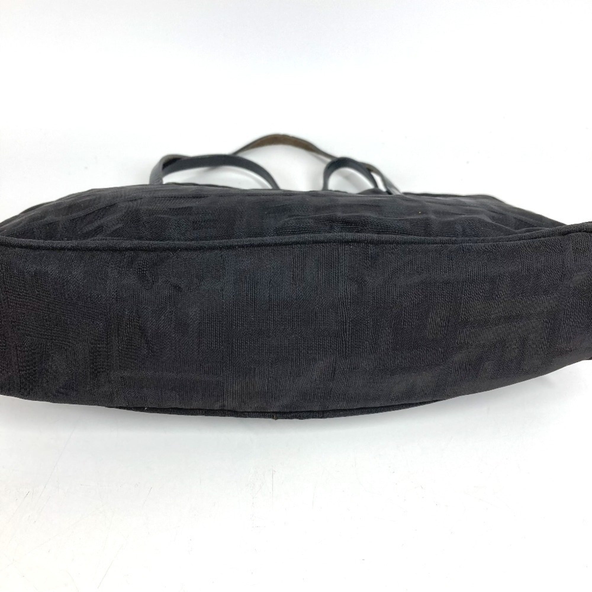 Fendi Black Leather Nylon Handbag Tote Bag (Pre-Owned)