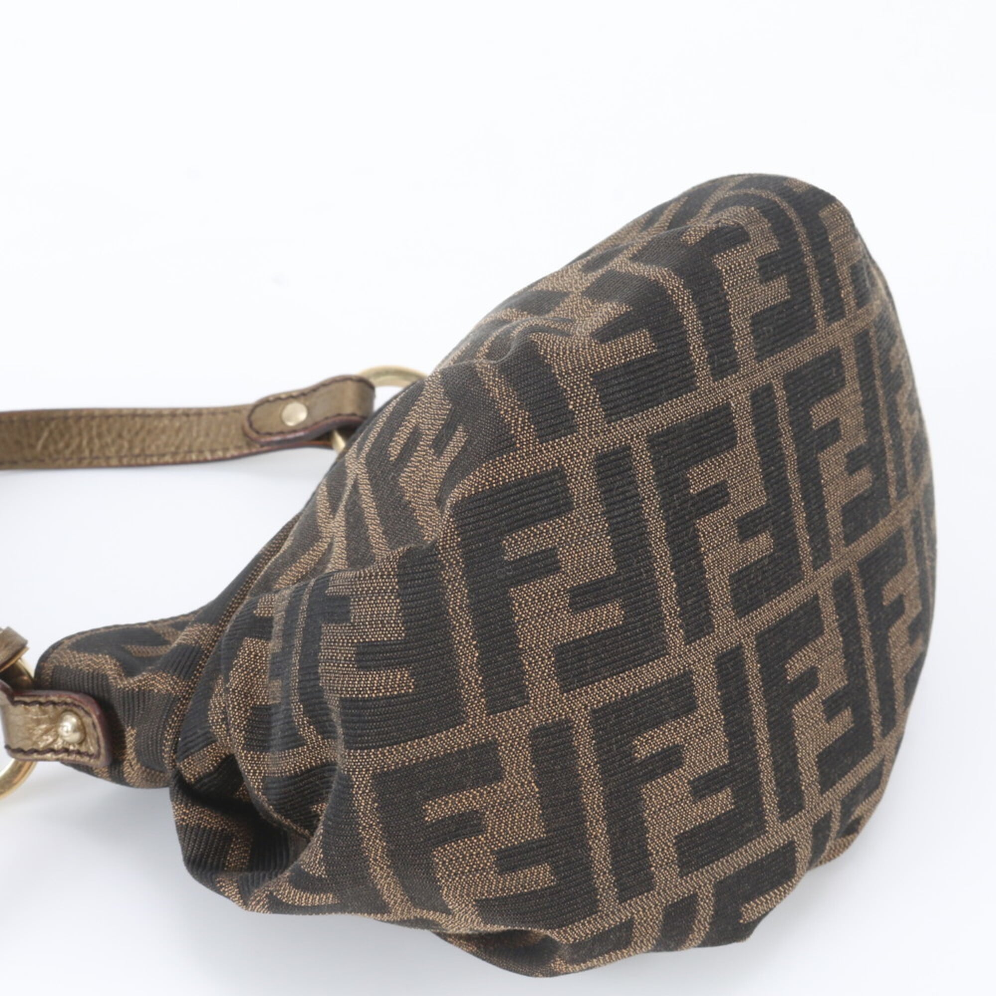 Fendi Brown Leather Canvas Handbag (Pre-Owned)