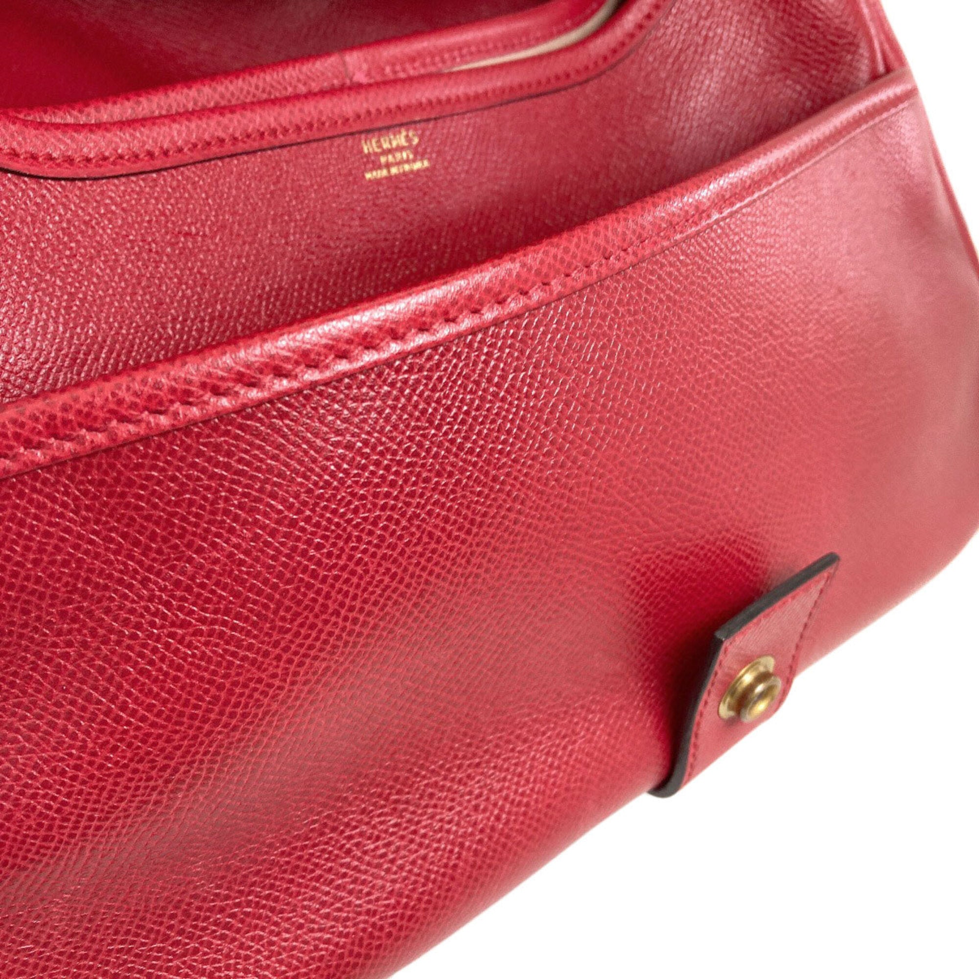 Hermes Red Color Courchevel Leather Shoulder Bag (Pre-Owned)