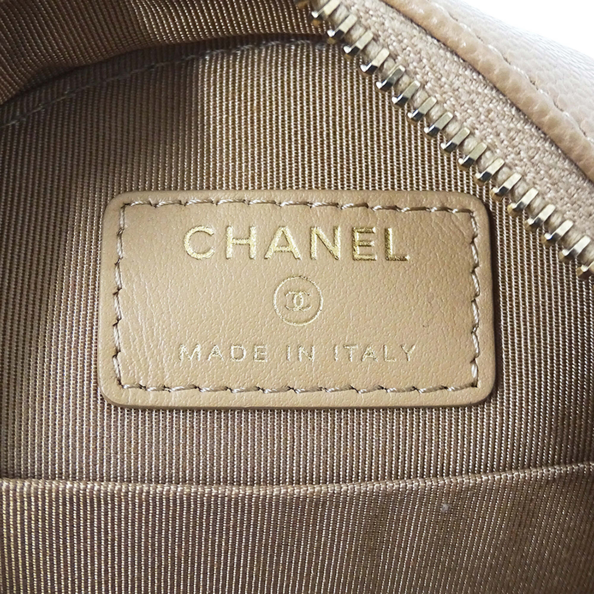 Chanel Beige Grained Calfskin Handbag Shoulder Bag (Pre-Owned)