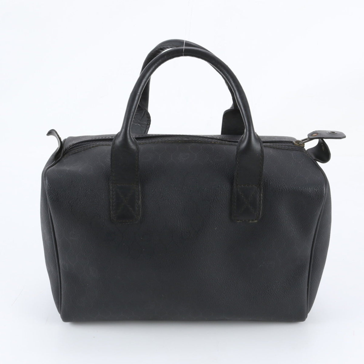 Christian Dior Black Leather Coated Canvas Boston Bag Handbag Tote Bag (Pre-Owned)
