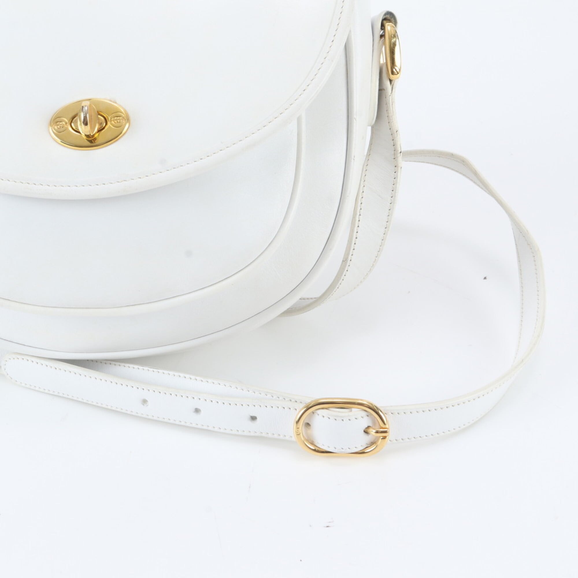 Gucci White Leather Crossbody Bag Handbag Shoulder Bag Tote Bag (Pre-Owned)