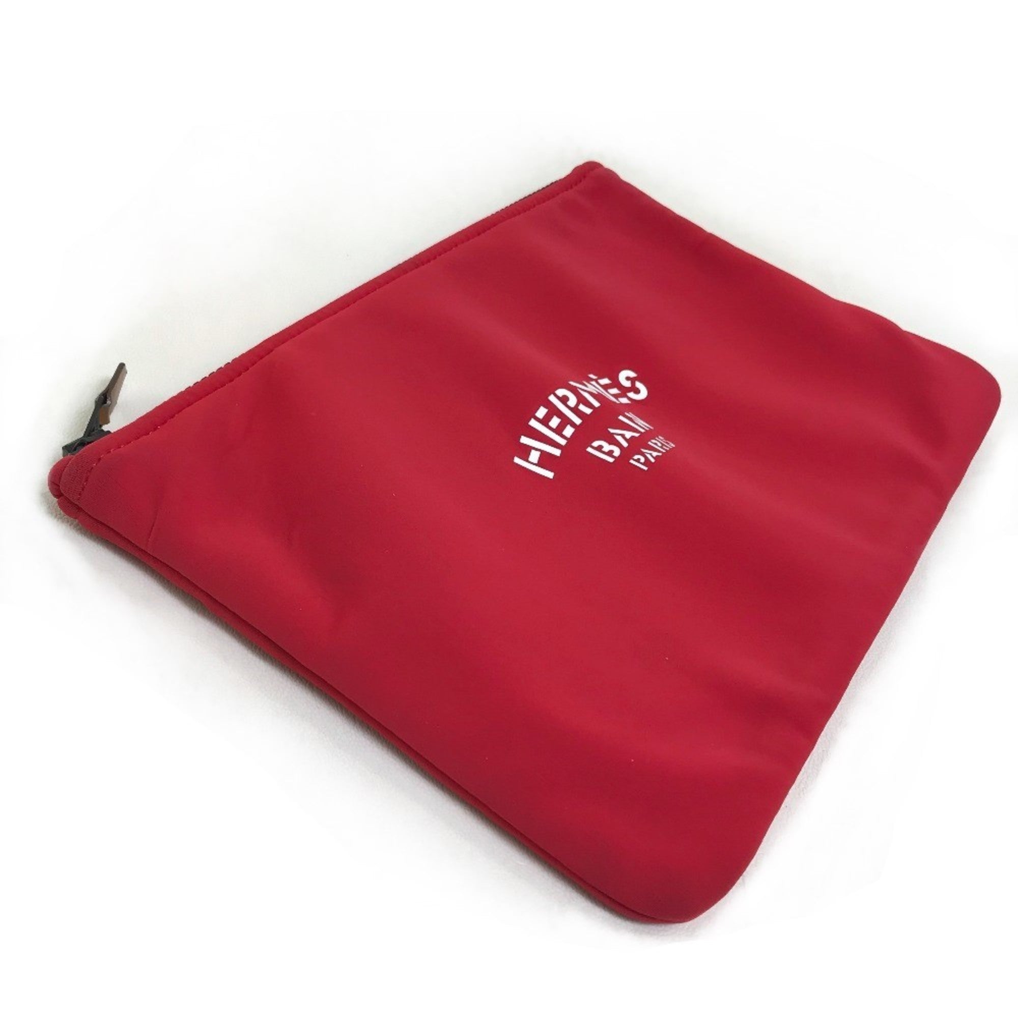 Hermes Red Color Polyamide Clutch Bag Pouch (Pre-Owned)