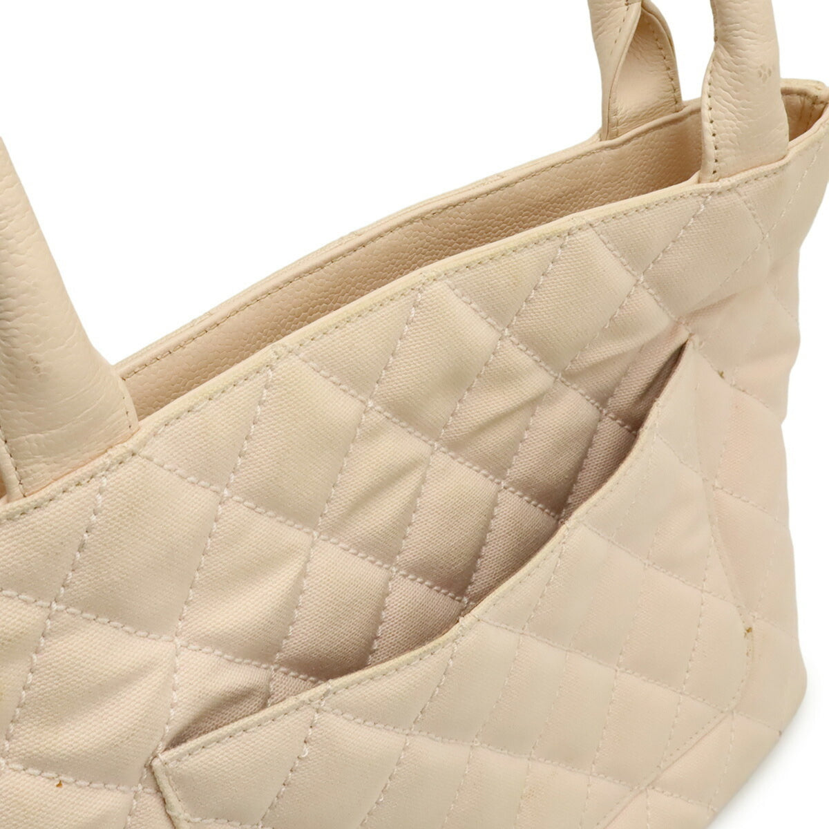 Chanel Matelasse Pink Canvas Leather Shoulder Bag Tote Bag (Pre-Owned)