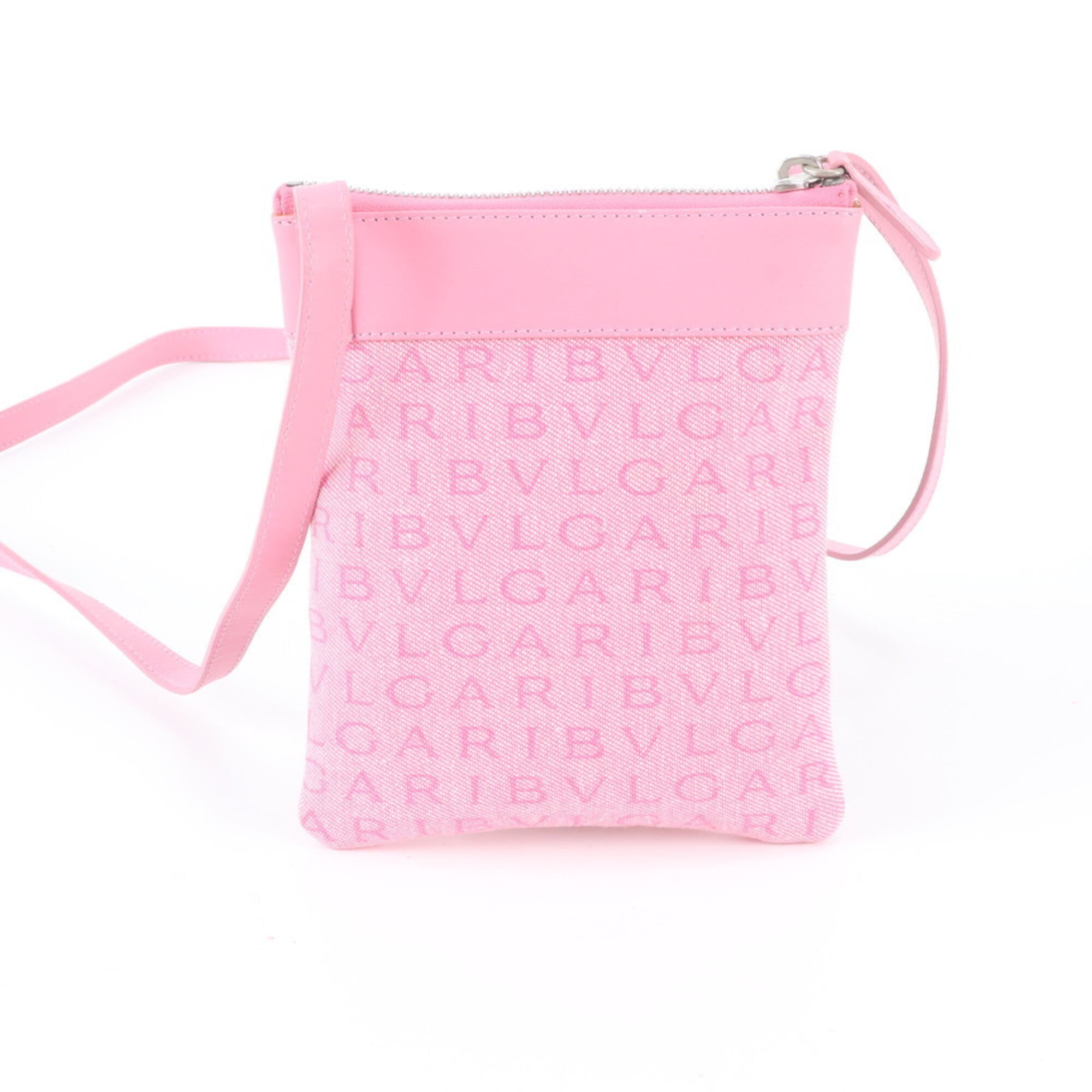 Bvlgari Pink Leather Canvas Shoulder Bag (Pre-Owned)