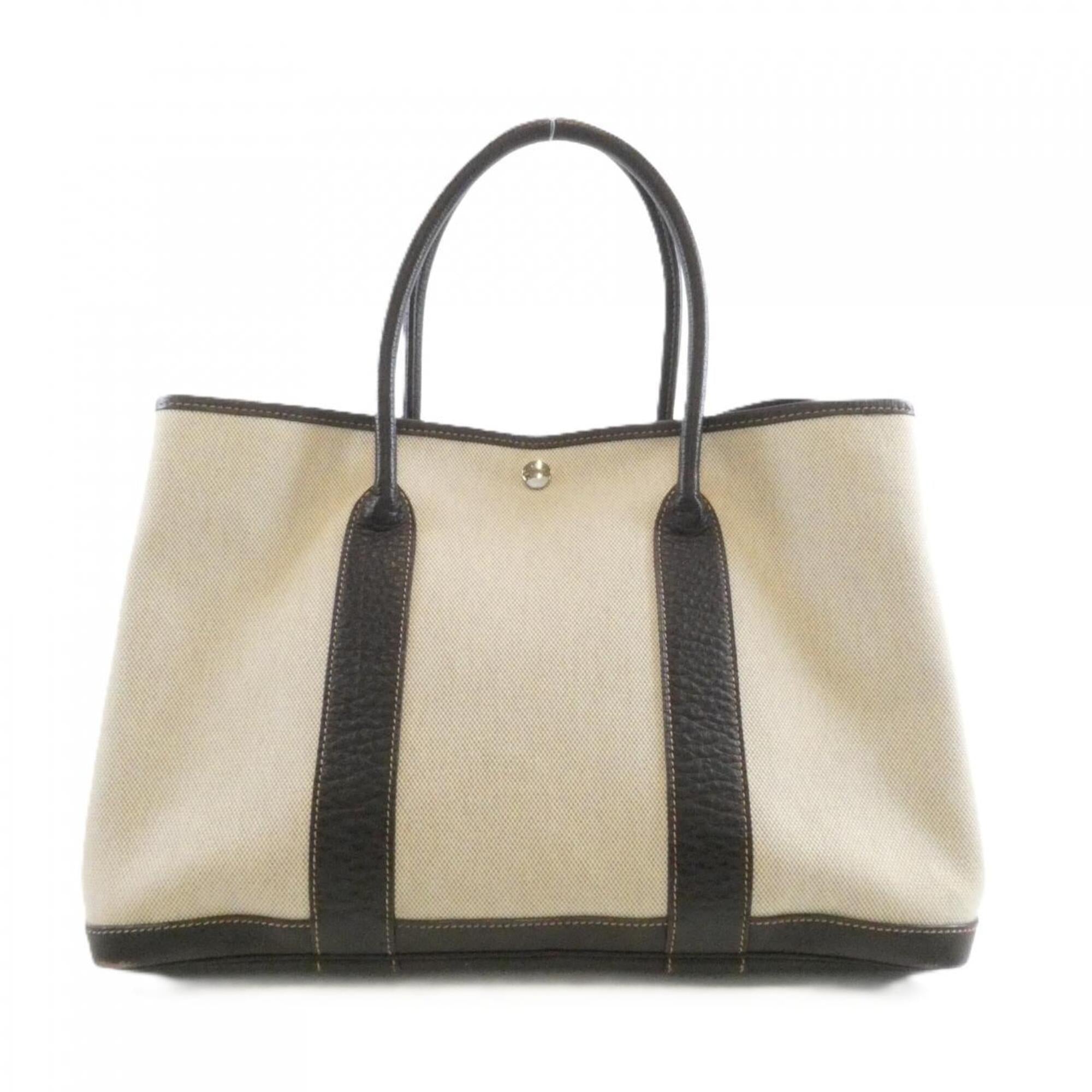Hermes Brown Toile H Buffle Skipper Leather Handbag (Pre-Owned)