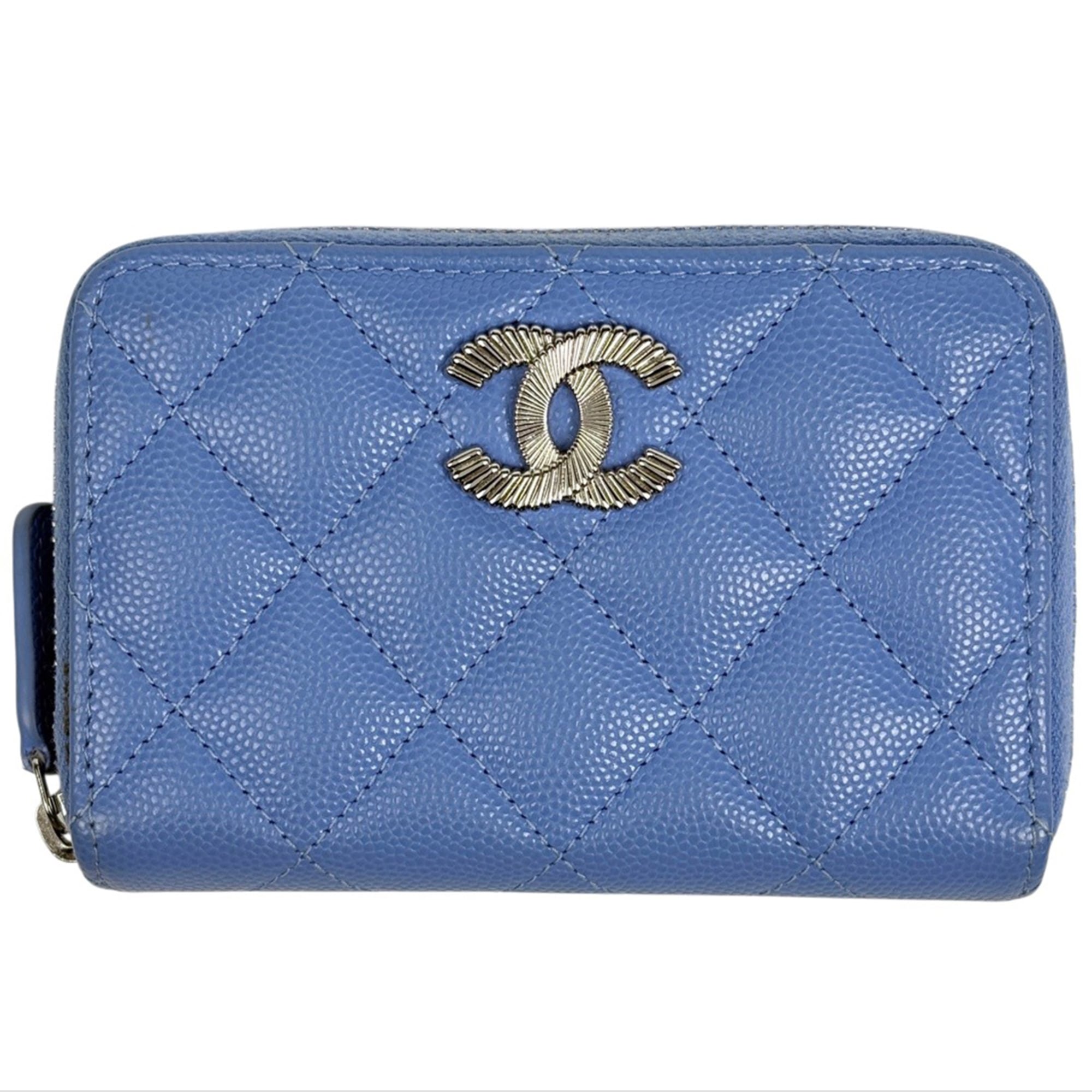 Chanel Blue Leather Coin Purse/Coin Case (Pre-Owned)