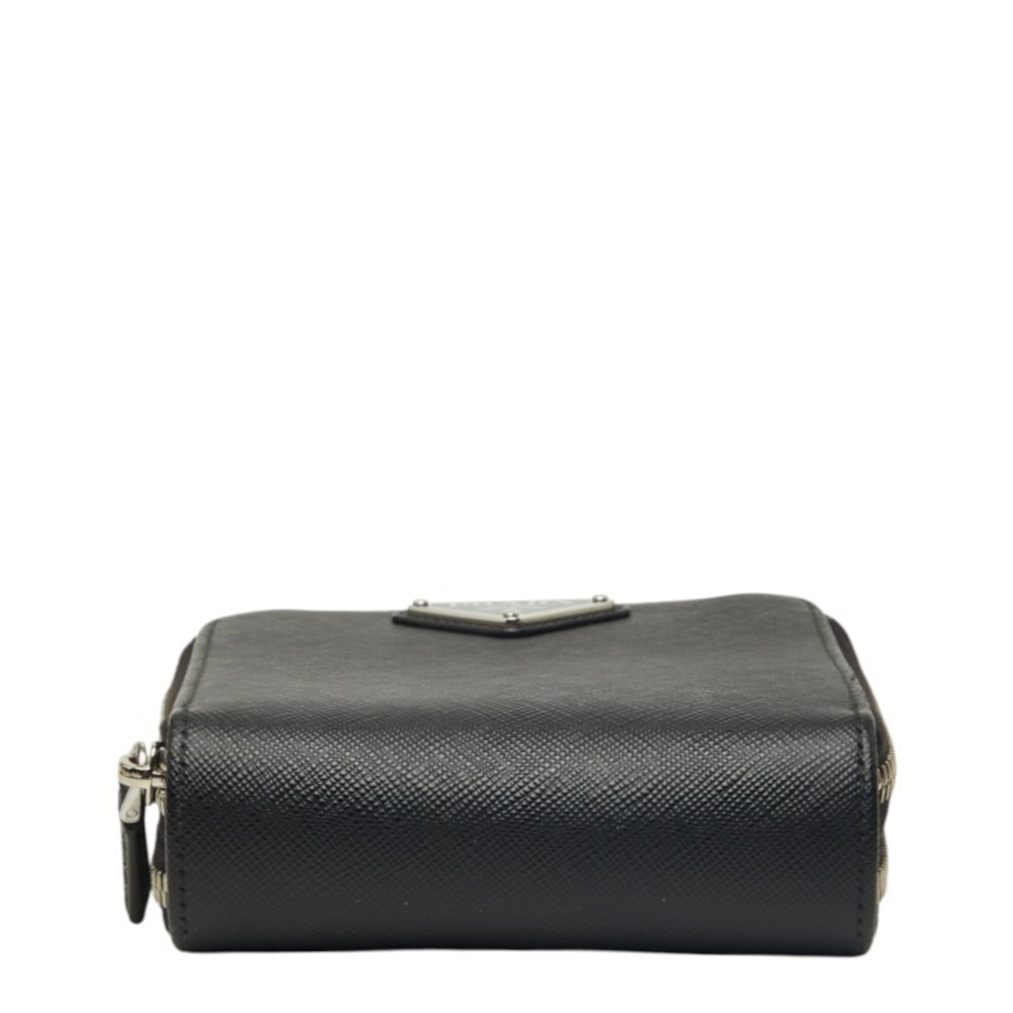 Prada Black Saffiano Triangle Leather Shoulder Bag (Pre-Owned)