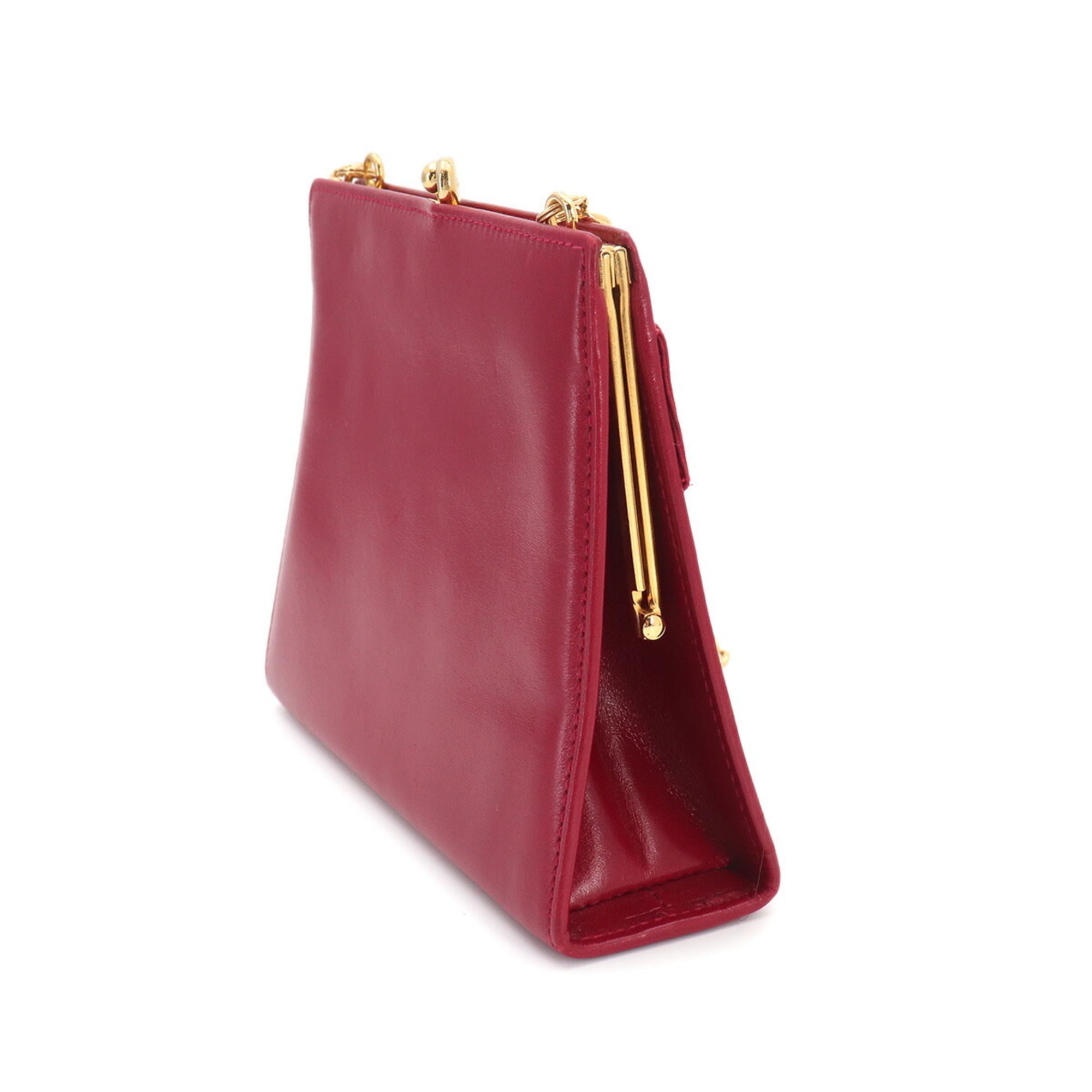Salvatore Ferragamo Red Color Leather Shoulder Bag (Pre-Owned)