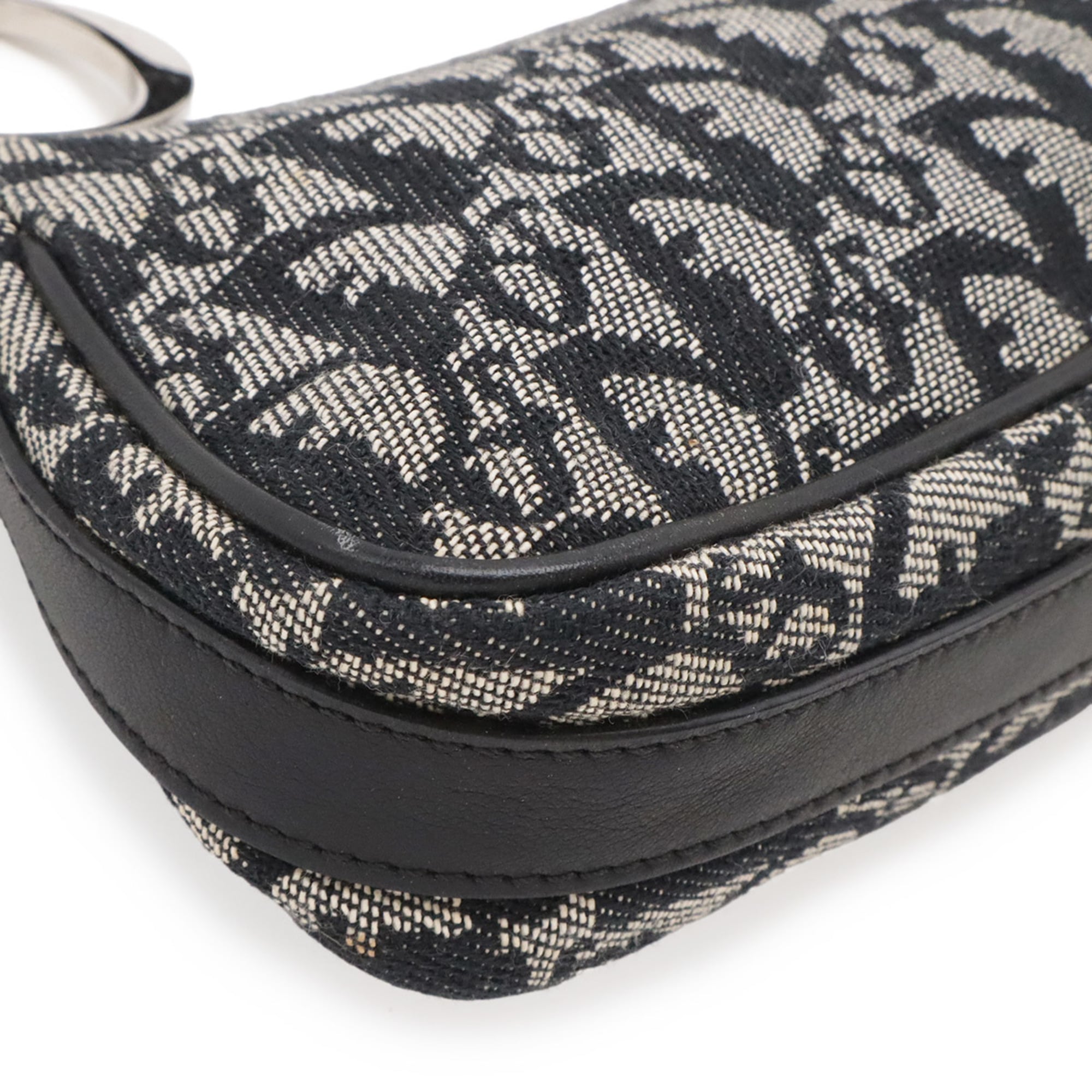 Christian Dior Trotter Navy Canvas Leather Shoulder Bag (Pre-Owned)