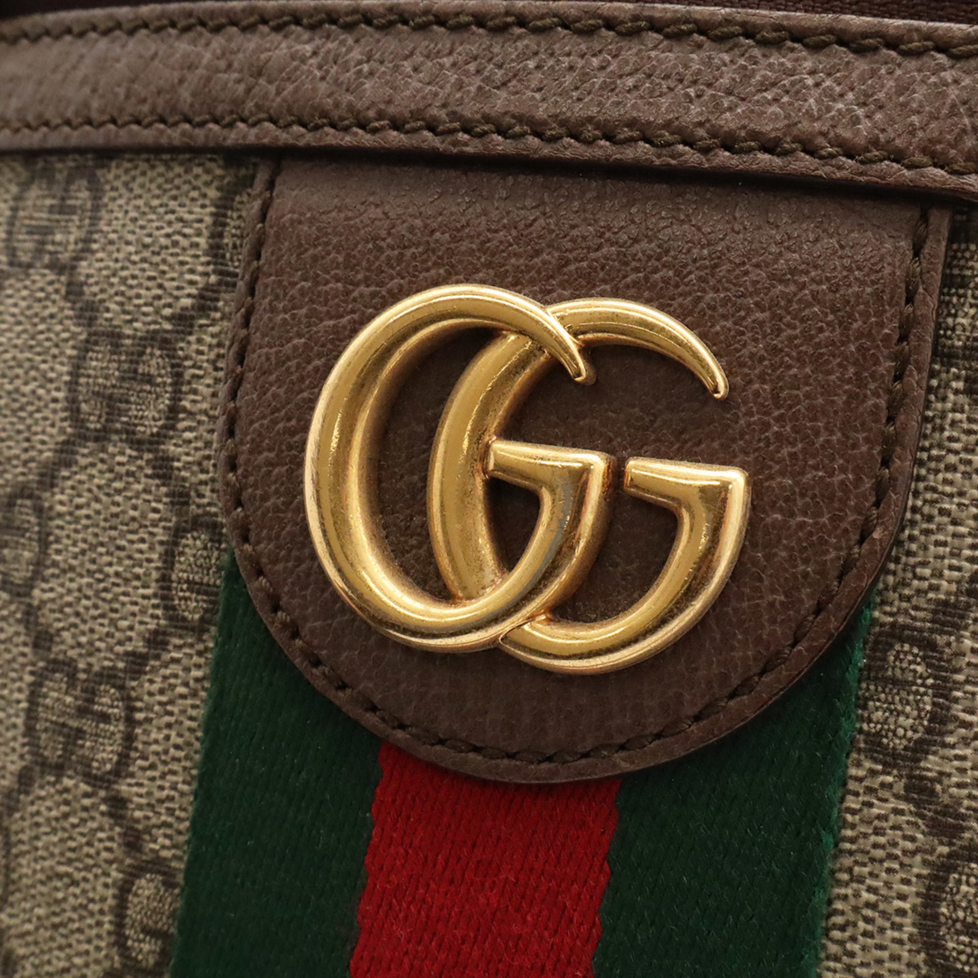 Gucci Beige Brown Green Red Color Yellow Gg Supreme Handbag (Pre-Owned)