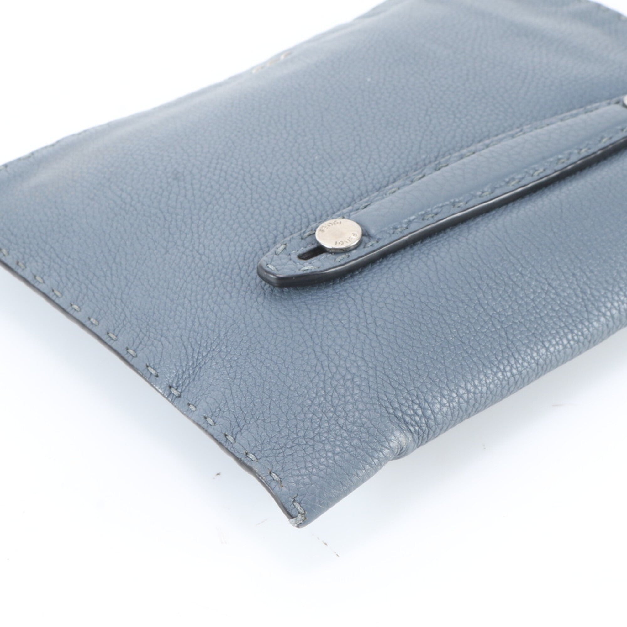 Fendi Blue Leather Clutch Bag Pouch (Pre-Owned)