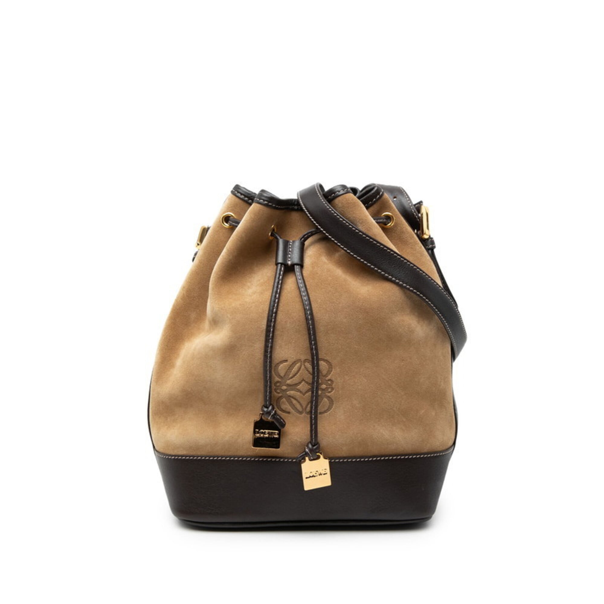 Loewe Beige Brown Suede Leather Shoulder Bag (Pre-Owned)