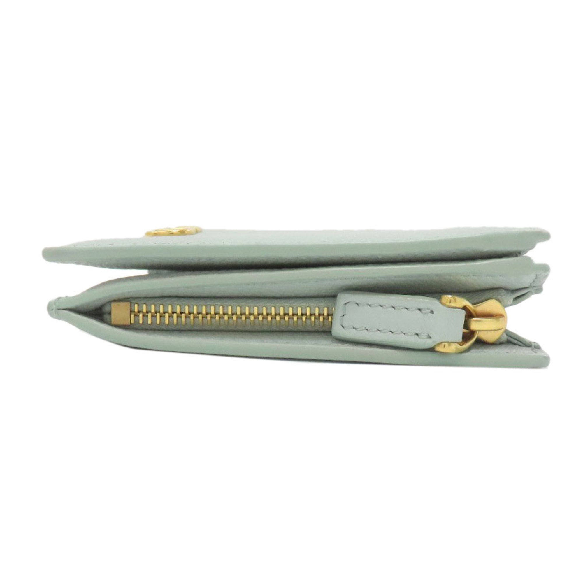 Valentino Light Green Leather Wallet (Bi-Fold) (Pre-Owned)
