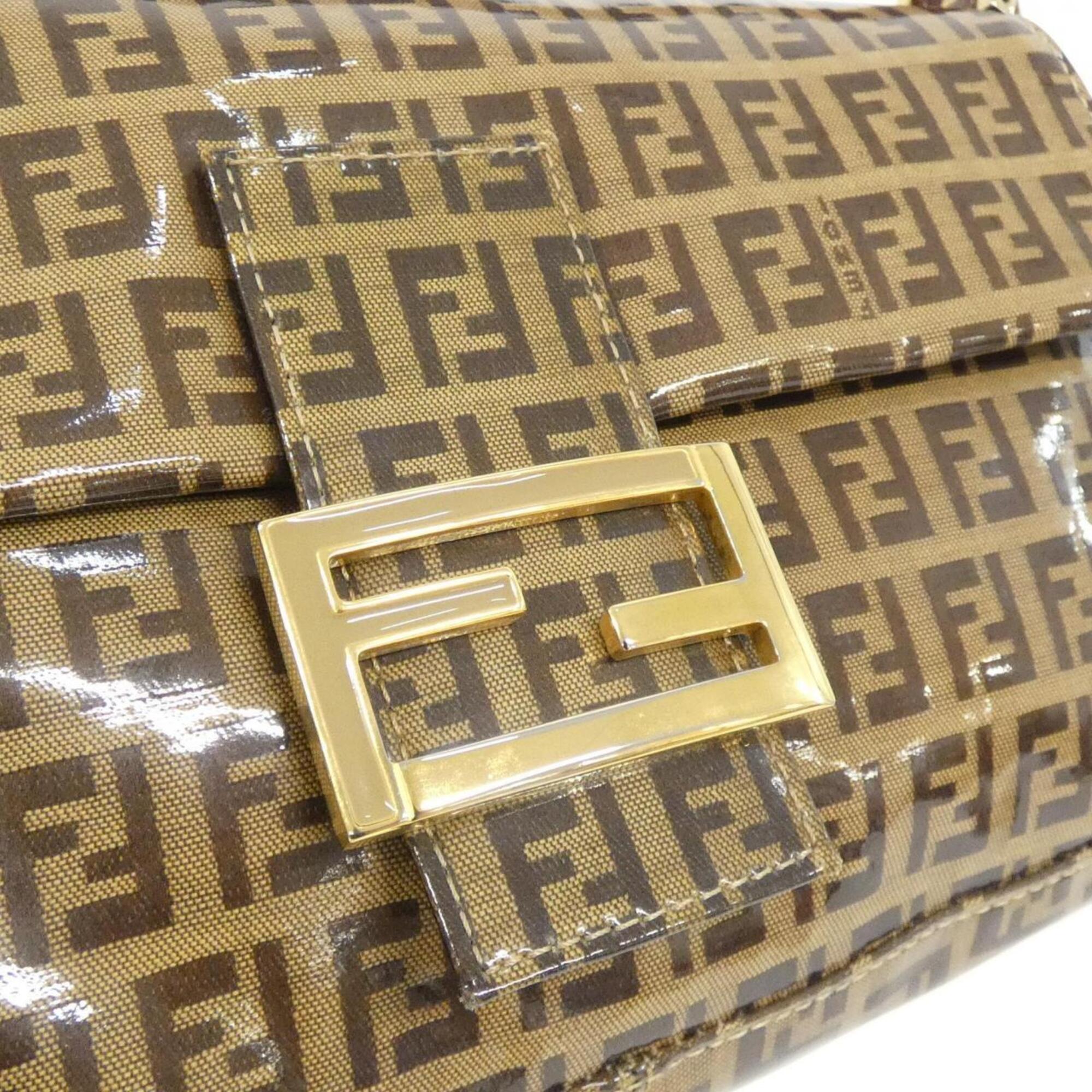 Fendi Baguette Brown Pvc Vinyl Canvas Shoulder Bag (Pre-Owned)