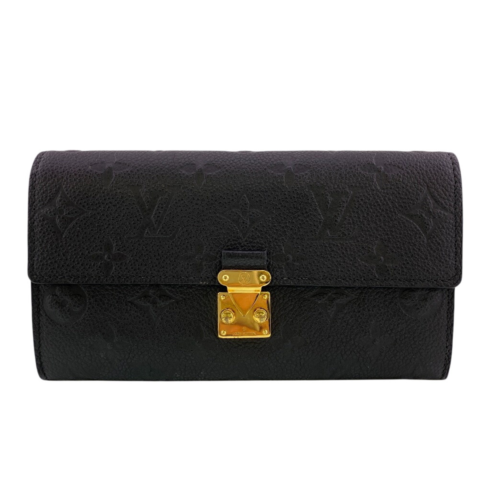 Louis Vuitton Noir Leather Long Wallet (Bi-Fold) (Pre-Owned)