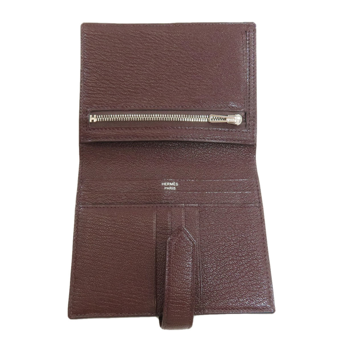 Hermes Bordeaux Chevre Leather Wallet (Bi-Fold) (Pre-Owned)