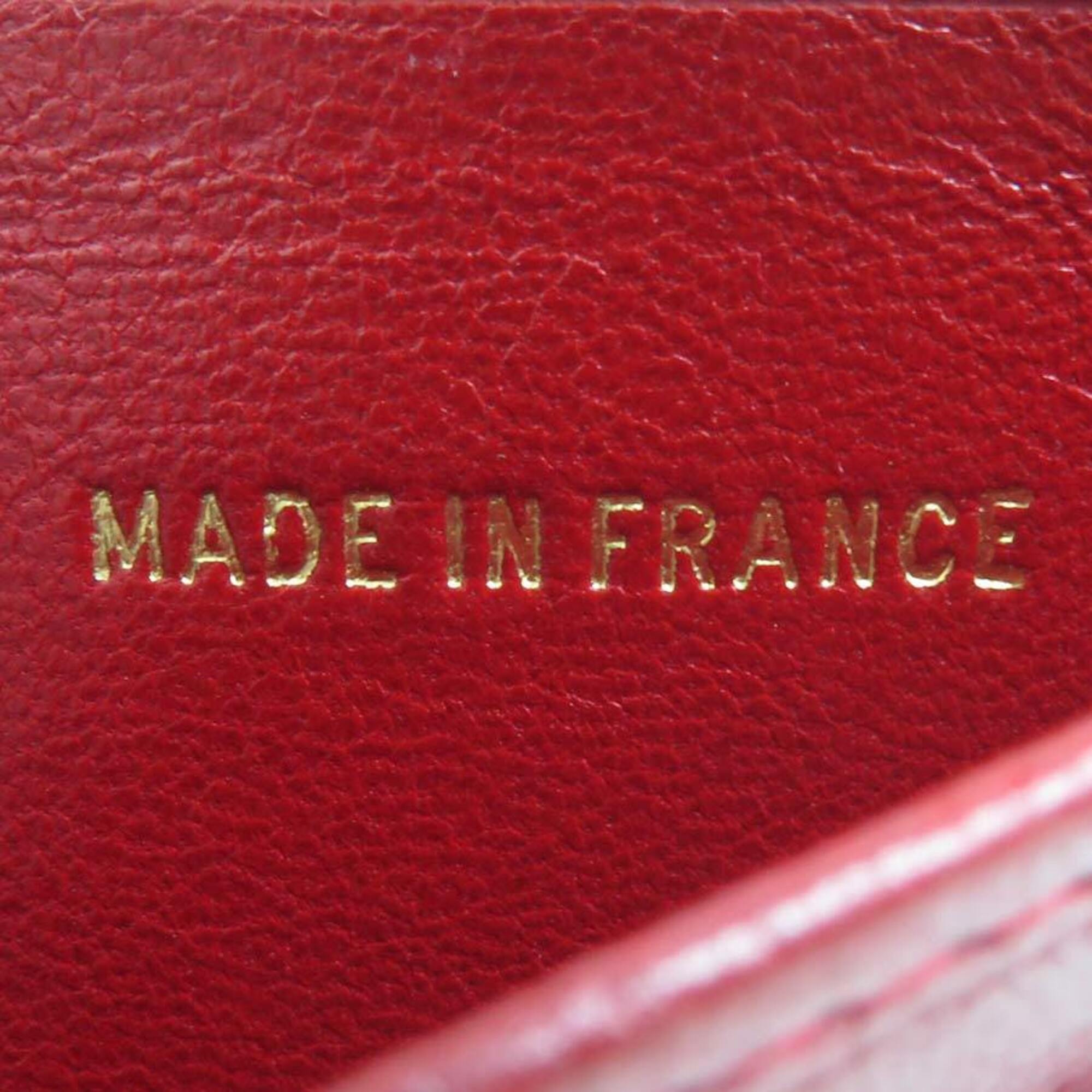 Chanel Red Color Leather Wallet (Bi-Fold) (Pre-Owned)