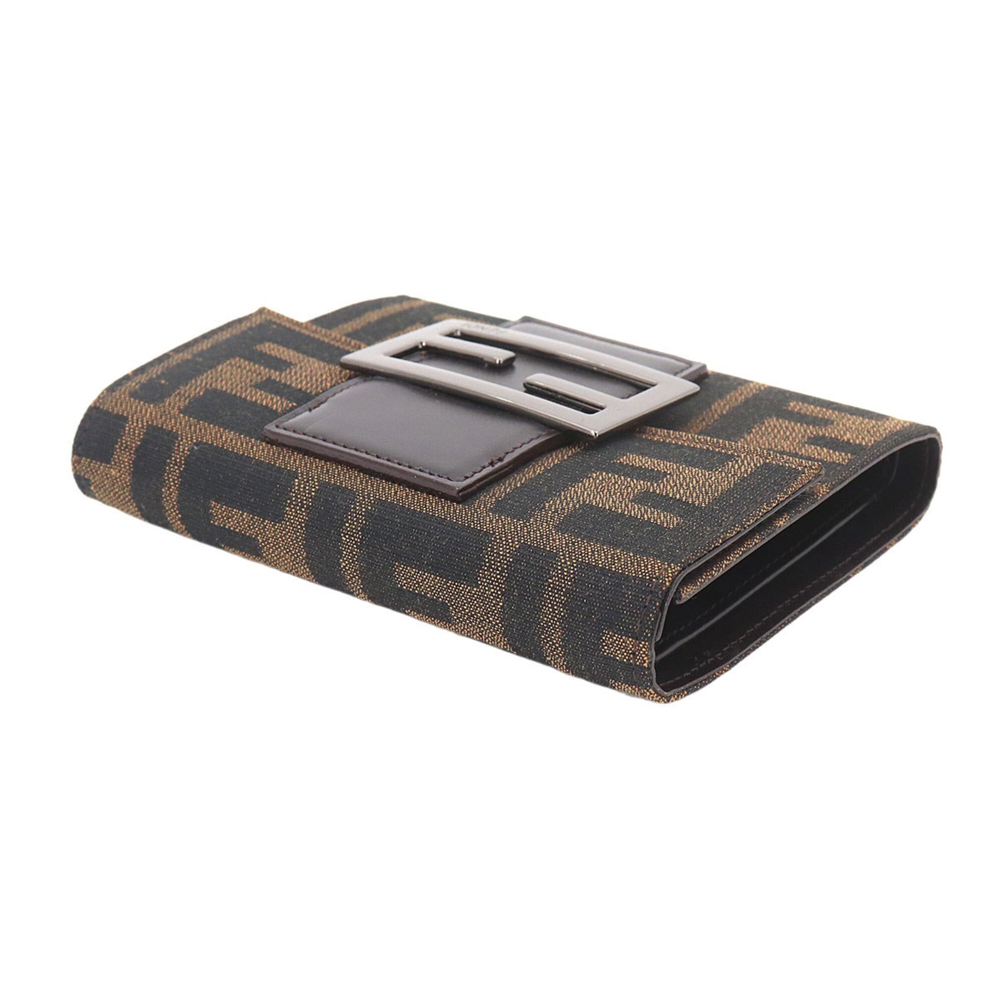 Fendi Brown Canvas Leather Wallet (Tri-Fold) (Pre-Owned)
