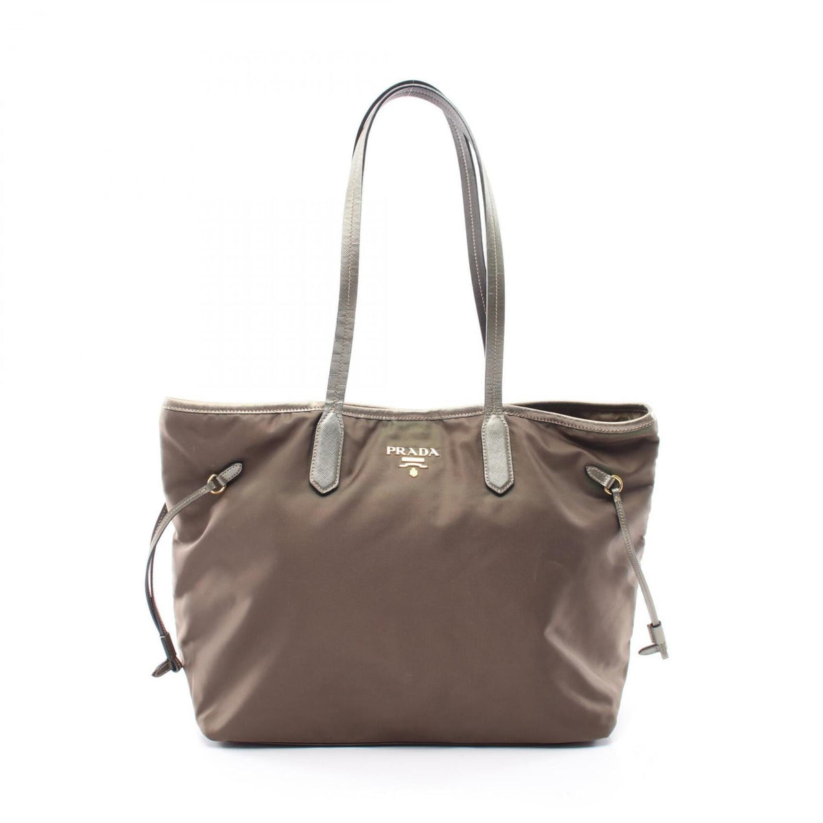 Prada Saffiano Gray Nylon Leather Handbag Tote Bag (Pre-Owned)