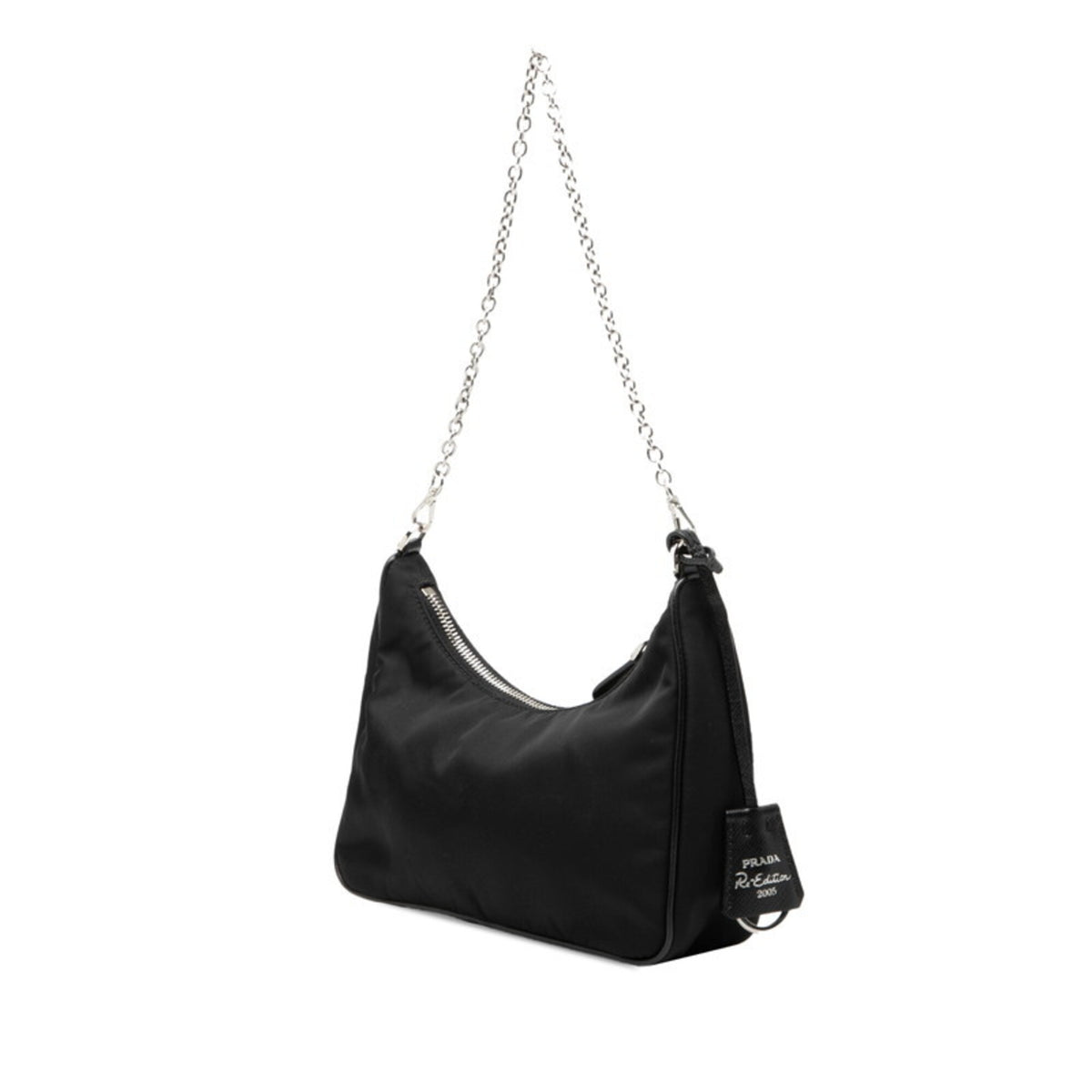 Prada Black Nylon Leather Handbag Pouch Shoulder Bag (Pre-Owned)