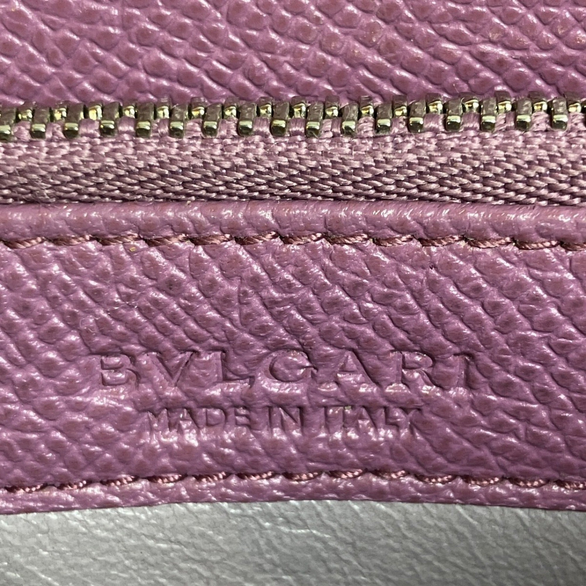 Bvlgari Purple Leather Long Wallet (Bi-Fold) (Pre-Owned)