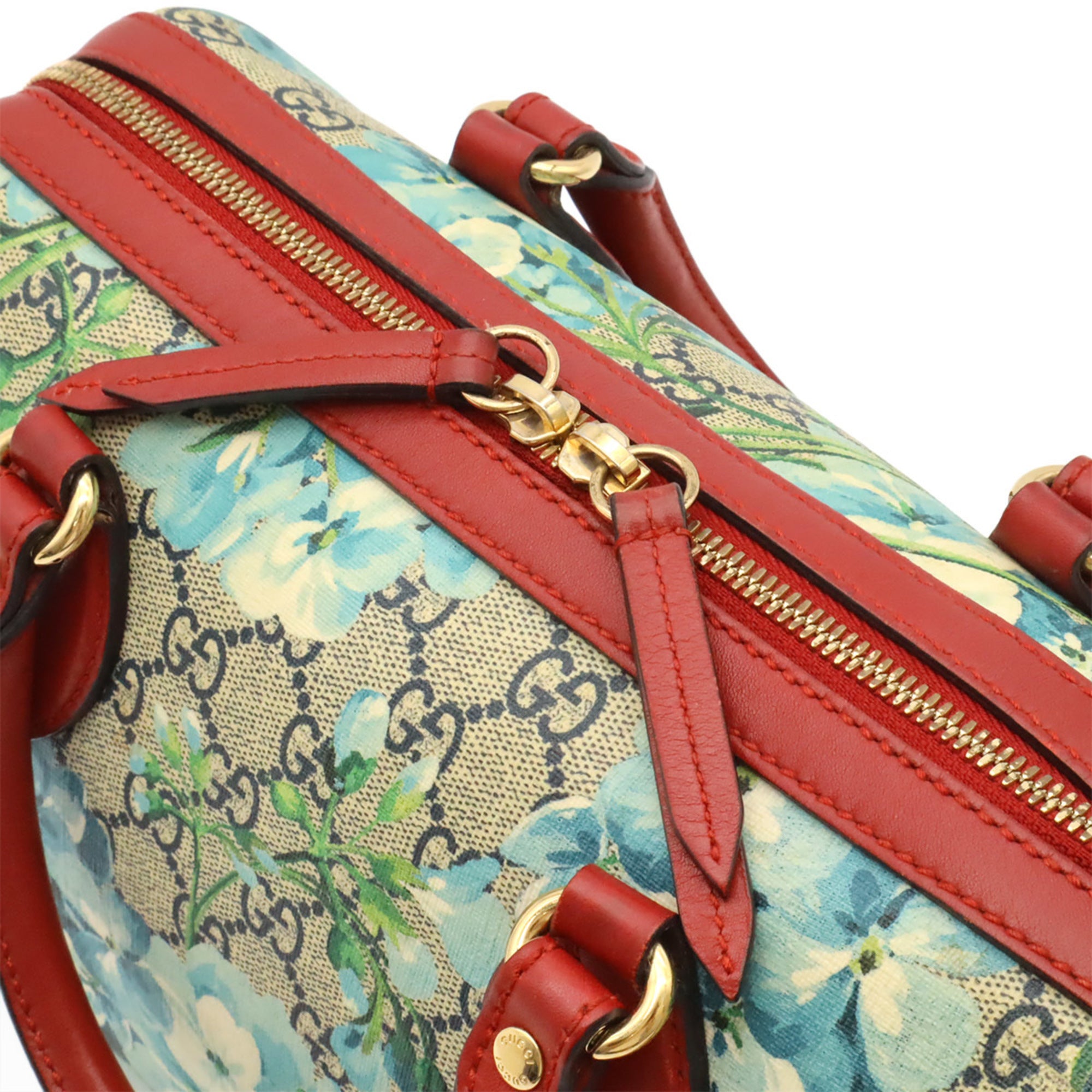 Gucci Beige Blue Multi-Color Red Color Gg Supreme Canvas Leather Boston Bag Handbag Shoulder Bag (Pre-Owned)