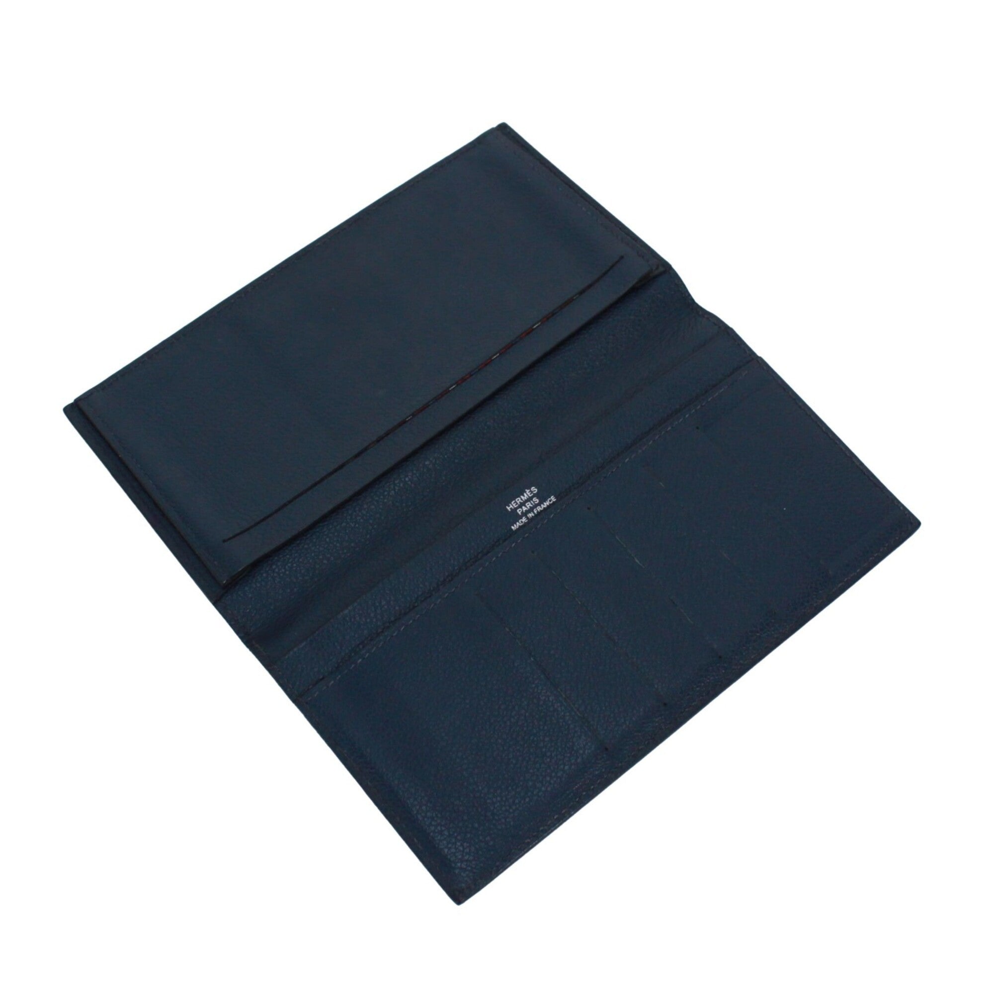 Hermes Navy Evercalf Leather Long Wallet (Bi-Fold) (Pre-Owned)