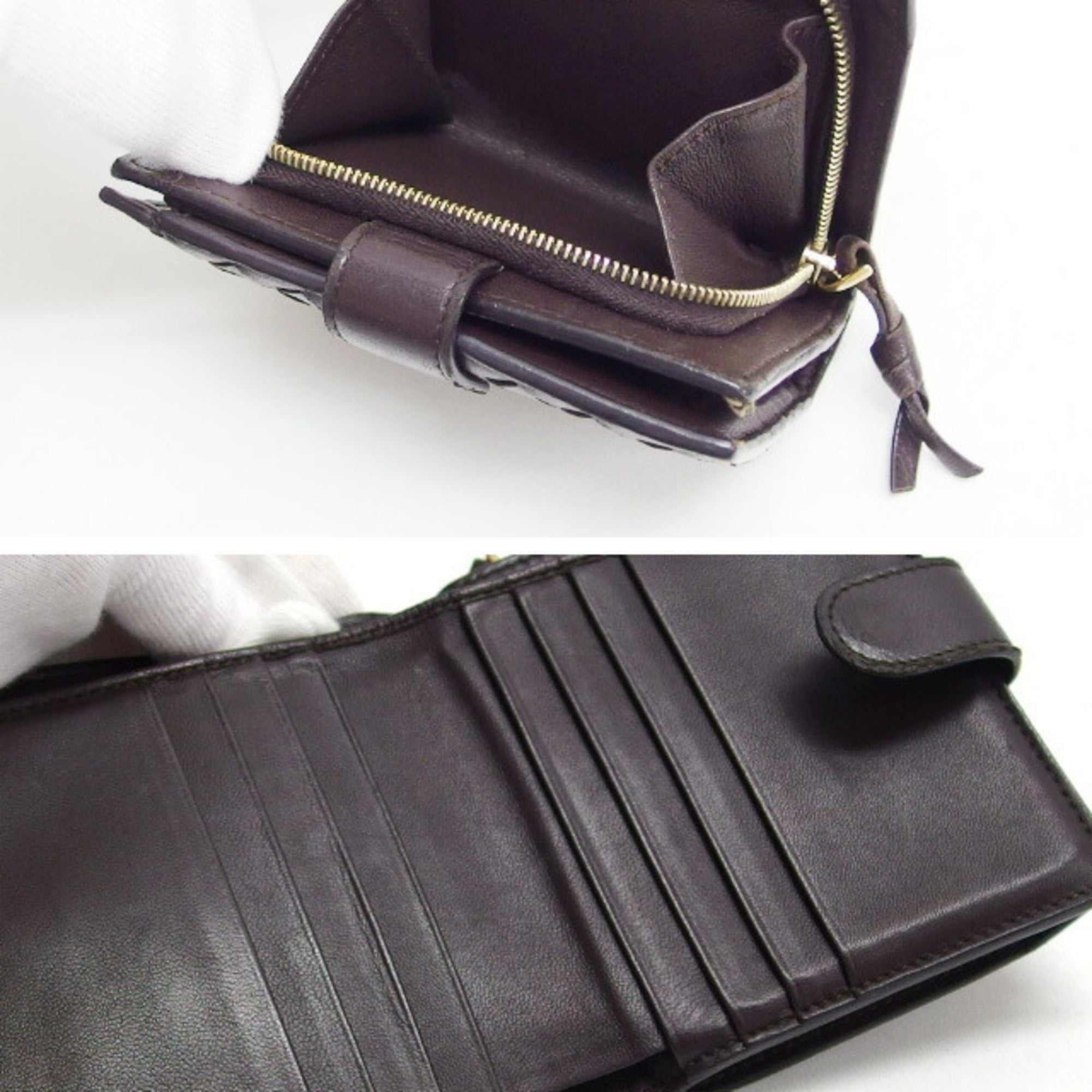 Bottega Veneta Intrecciato Dark Brown Leather Wallet (Bi-Fold) (Pre-Owned)