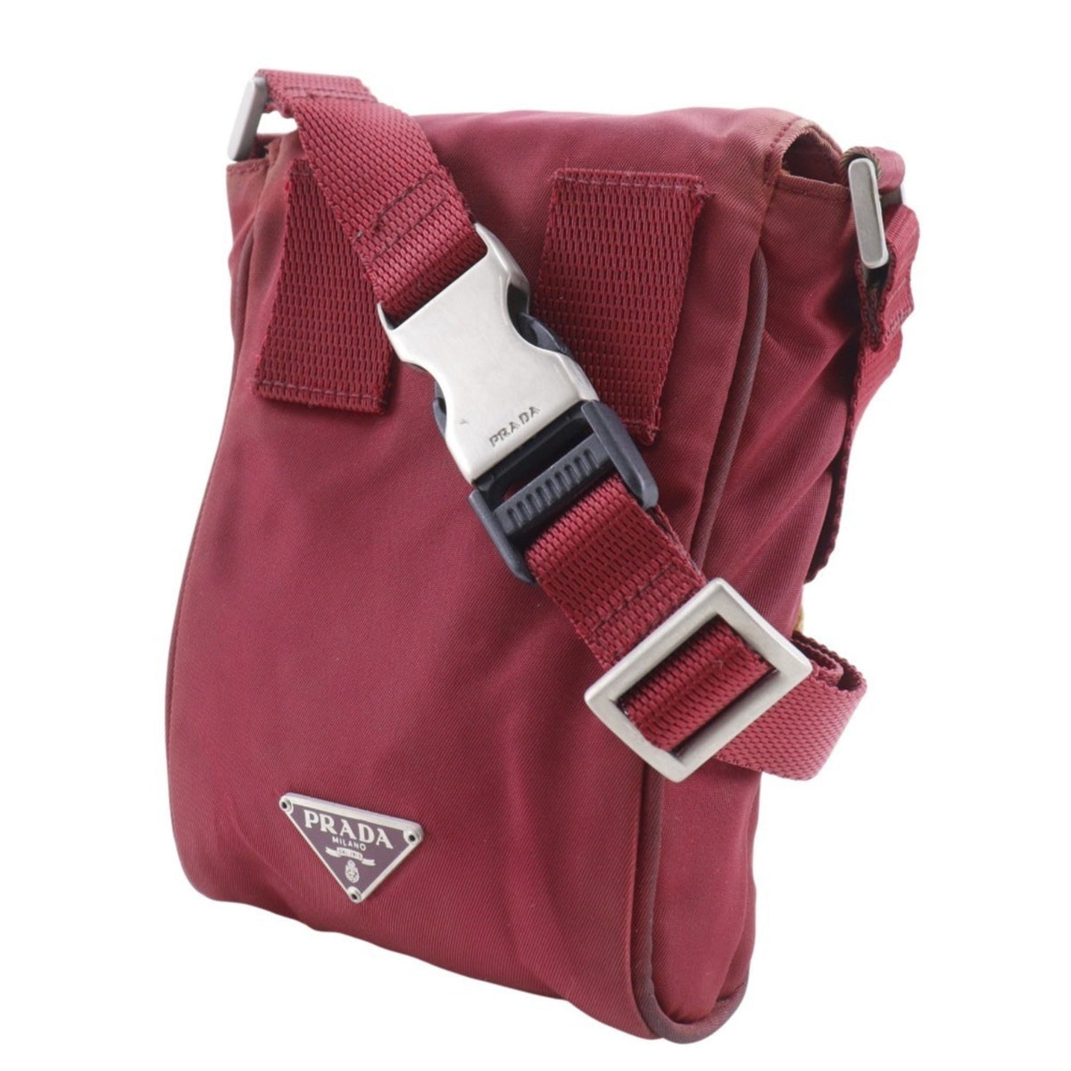 Prada Red Color Nylon Fanny Pack Shoulder Bag (Pre-Owned)