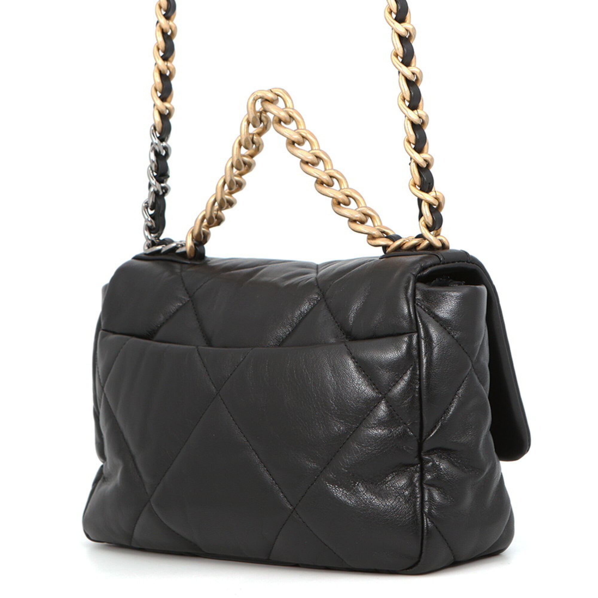 Chanel Black Leather Handbag Shoulder Bag (Pre-Owned)