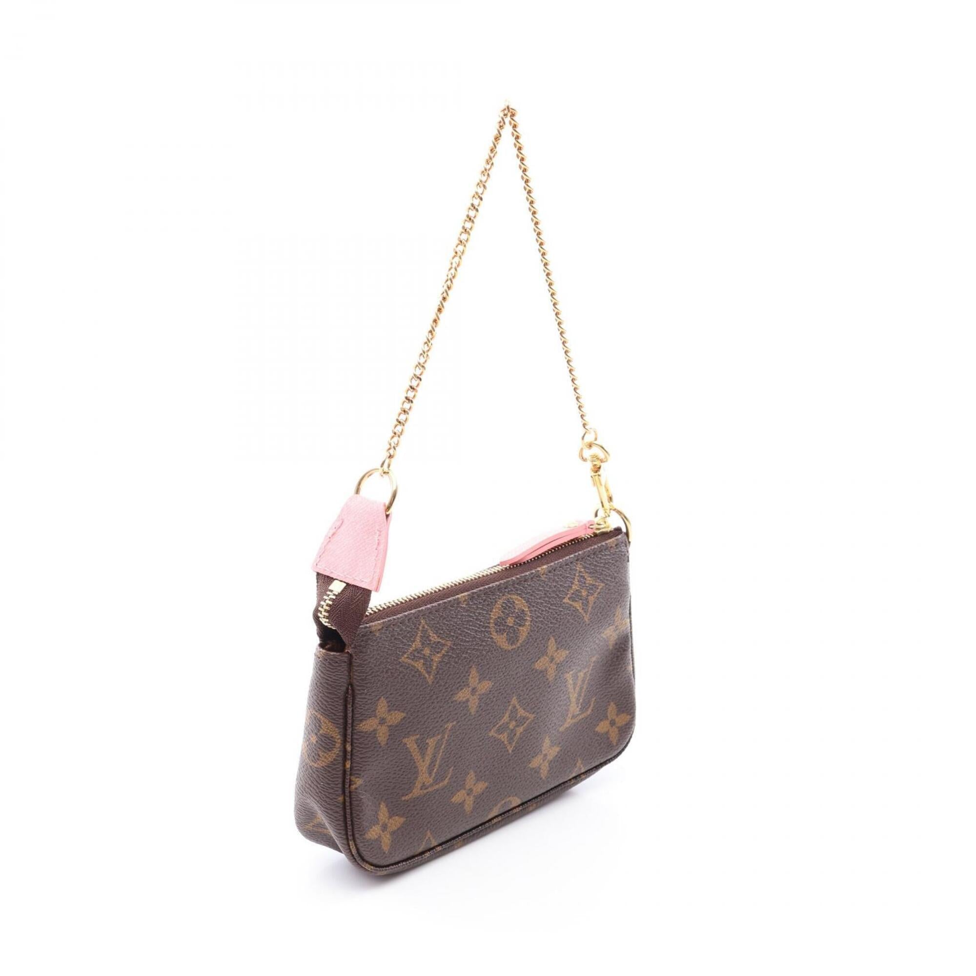 Louis Vuitton Brown Multi-Color Pink Coated Canvas Leather Handbag Pochette (Pre-Owned)